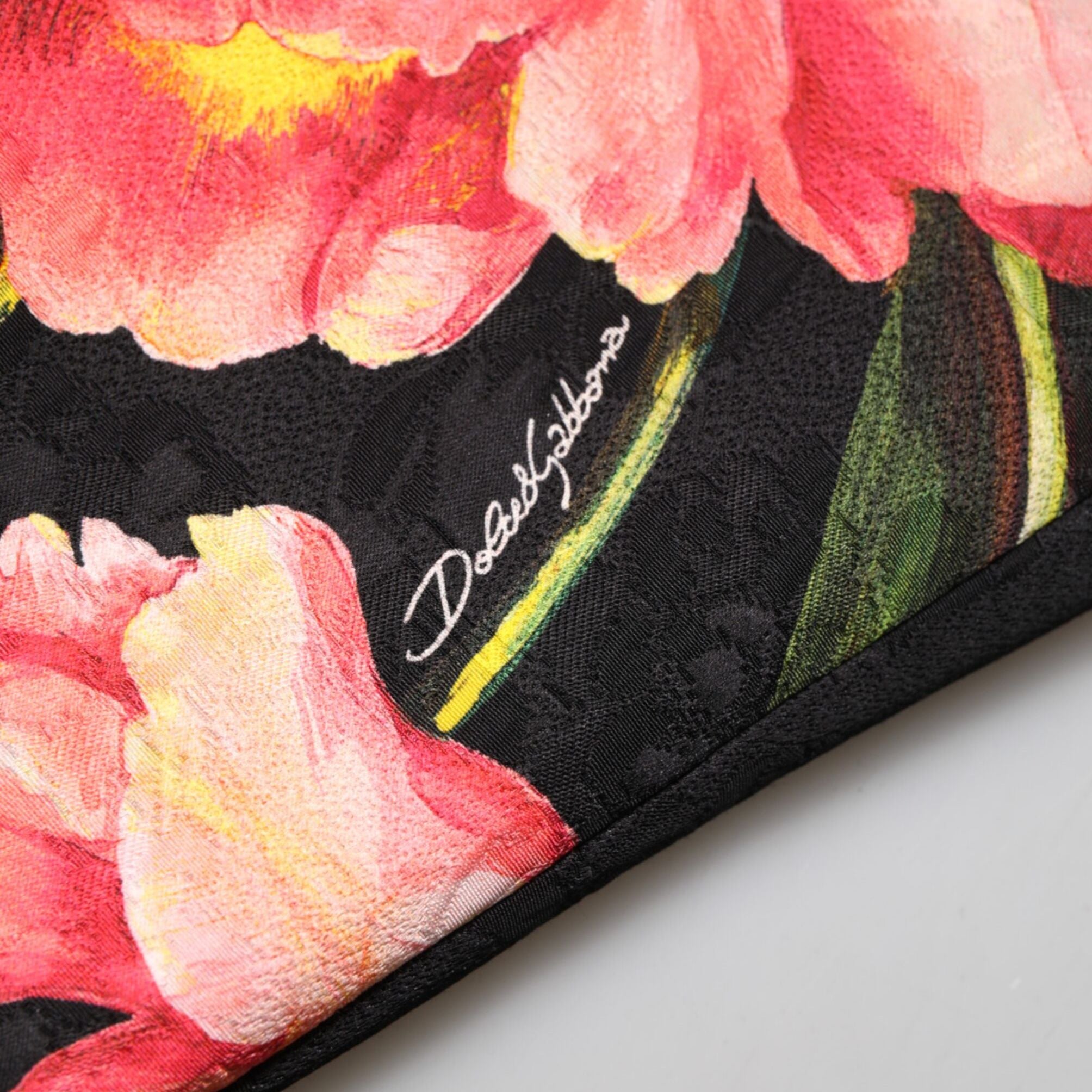 Dolce & Gabbana Black Floral Print Viscose A-line Mini Dress