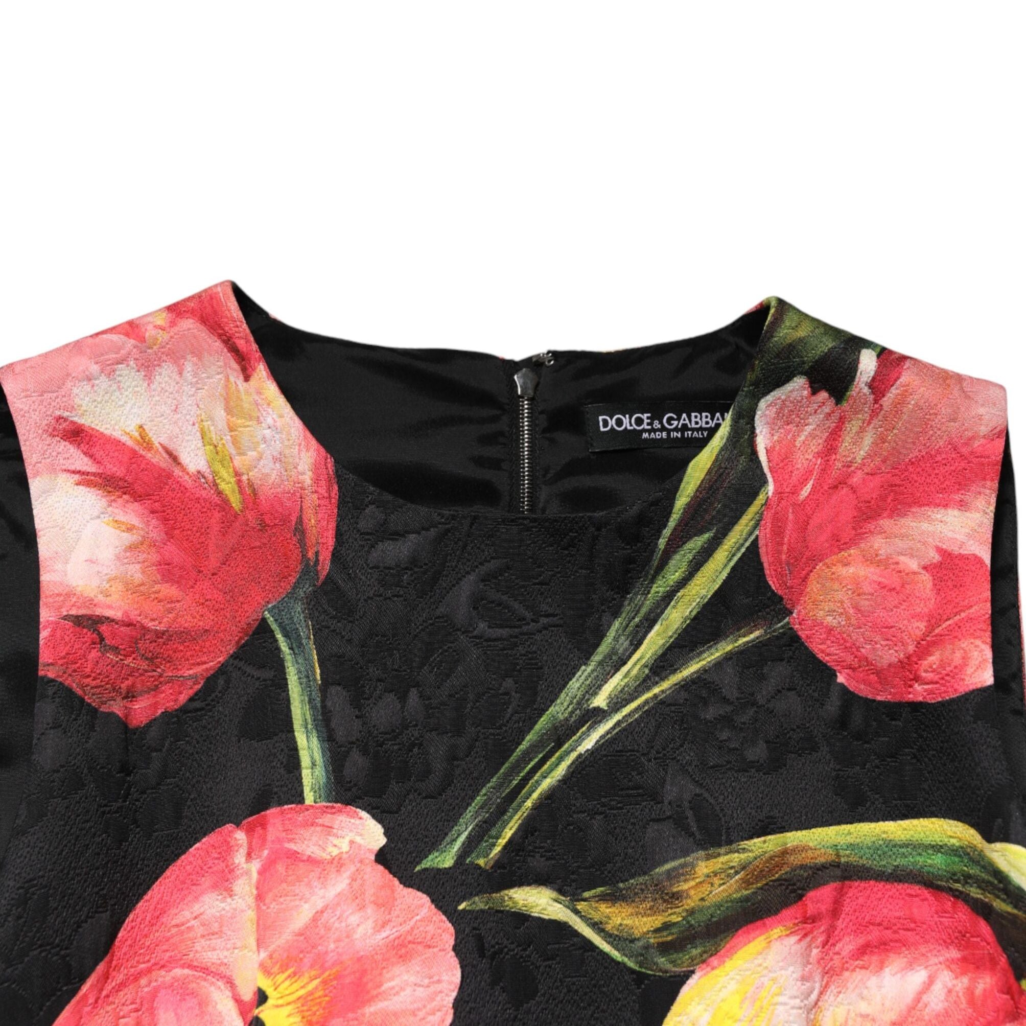 Dolce & Gabbana Black Floral Print Viscose A-line Mini Dress