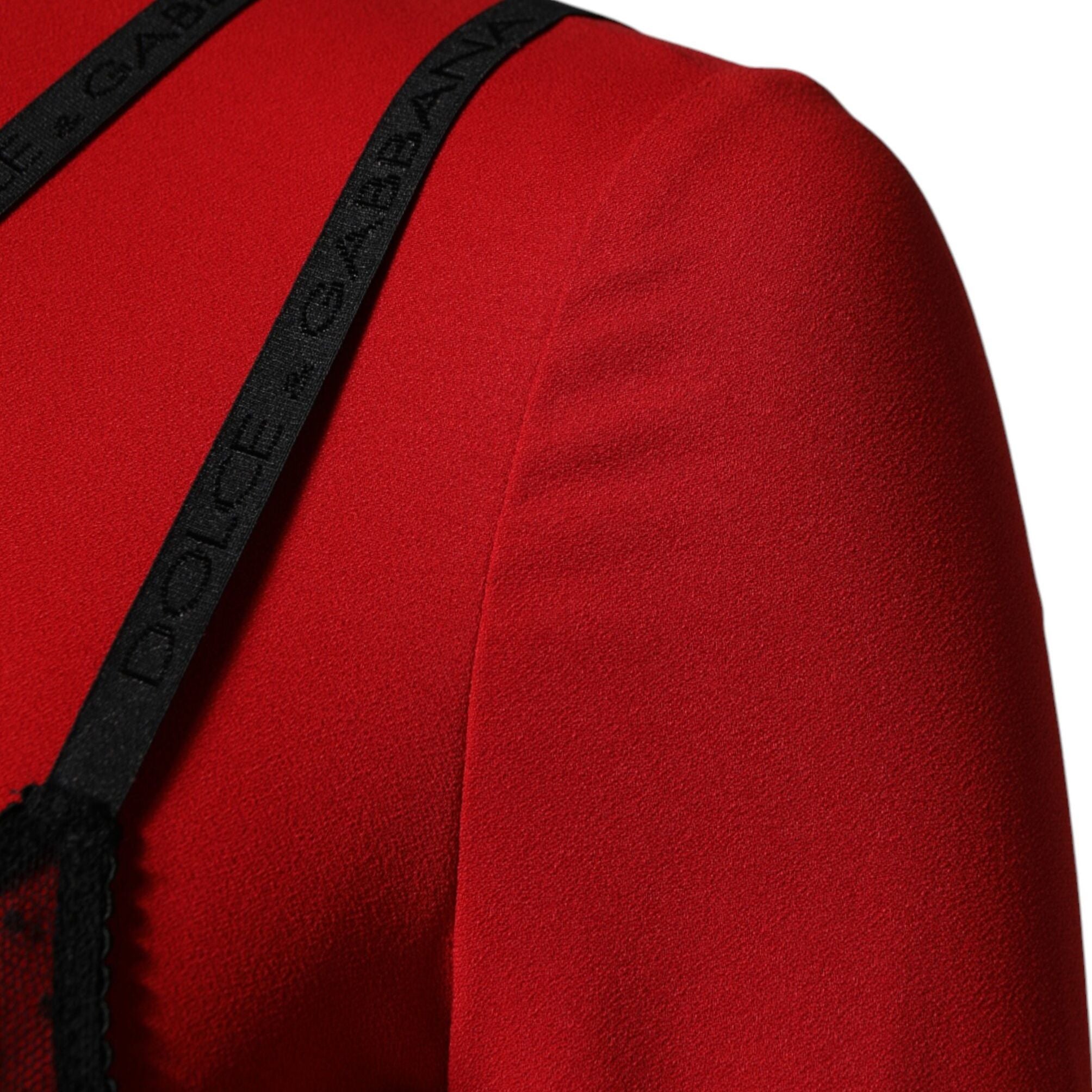 Dolce & Gabbana Black Red Contrasting Bra Cady Midi Dress