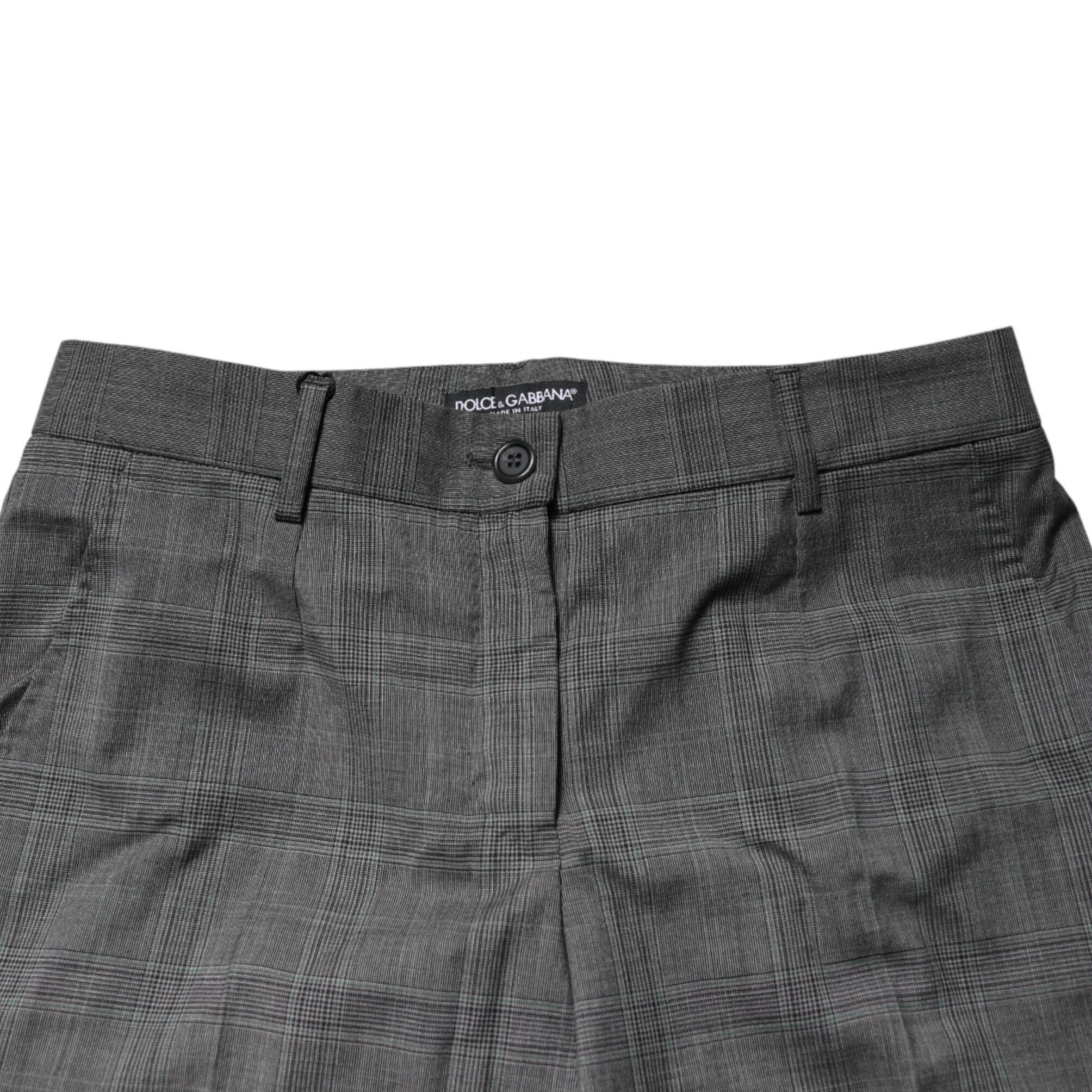 Dolce & Gabbana Dark Gray Check Tartan VirginWool Dress Pants