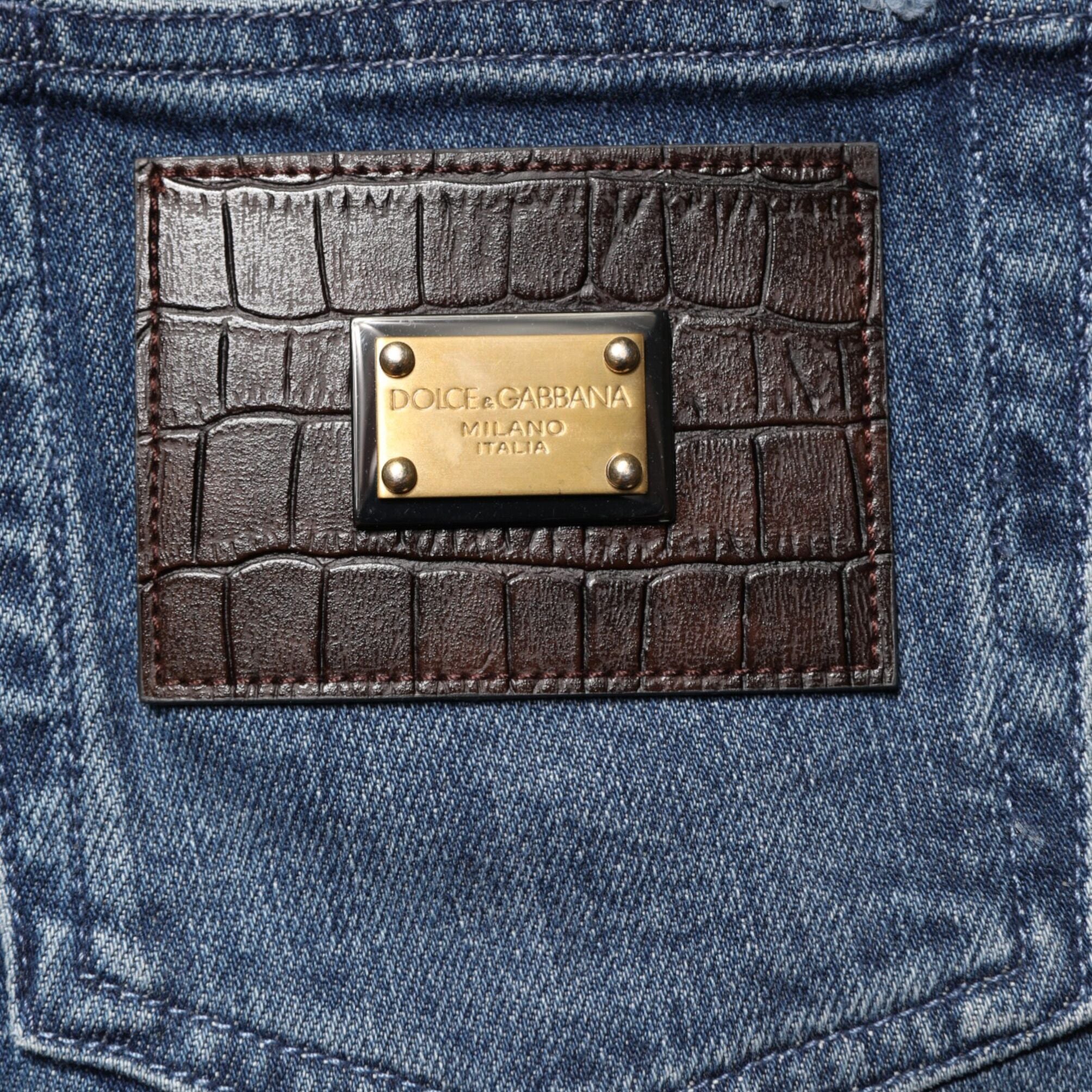 Dolce & Gabbana Blue Distressed Washed Logo GRACE Denim Jeans