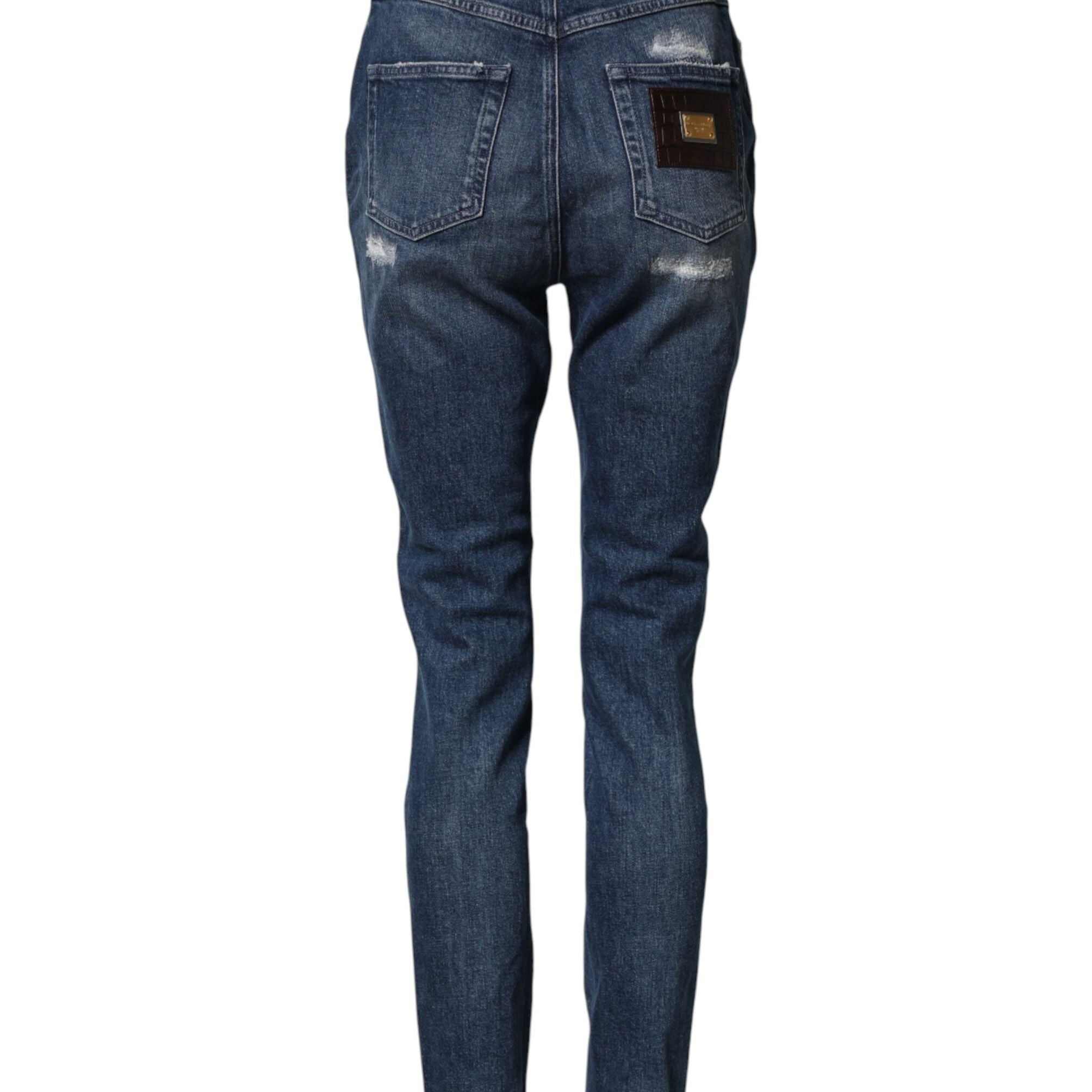 Dolce & Gabbana Blue Distressed Washed Logo GRACE Denim Jeans