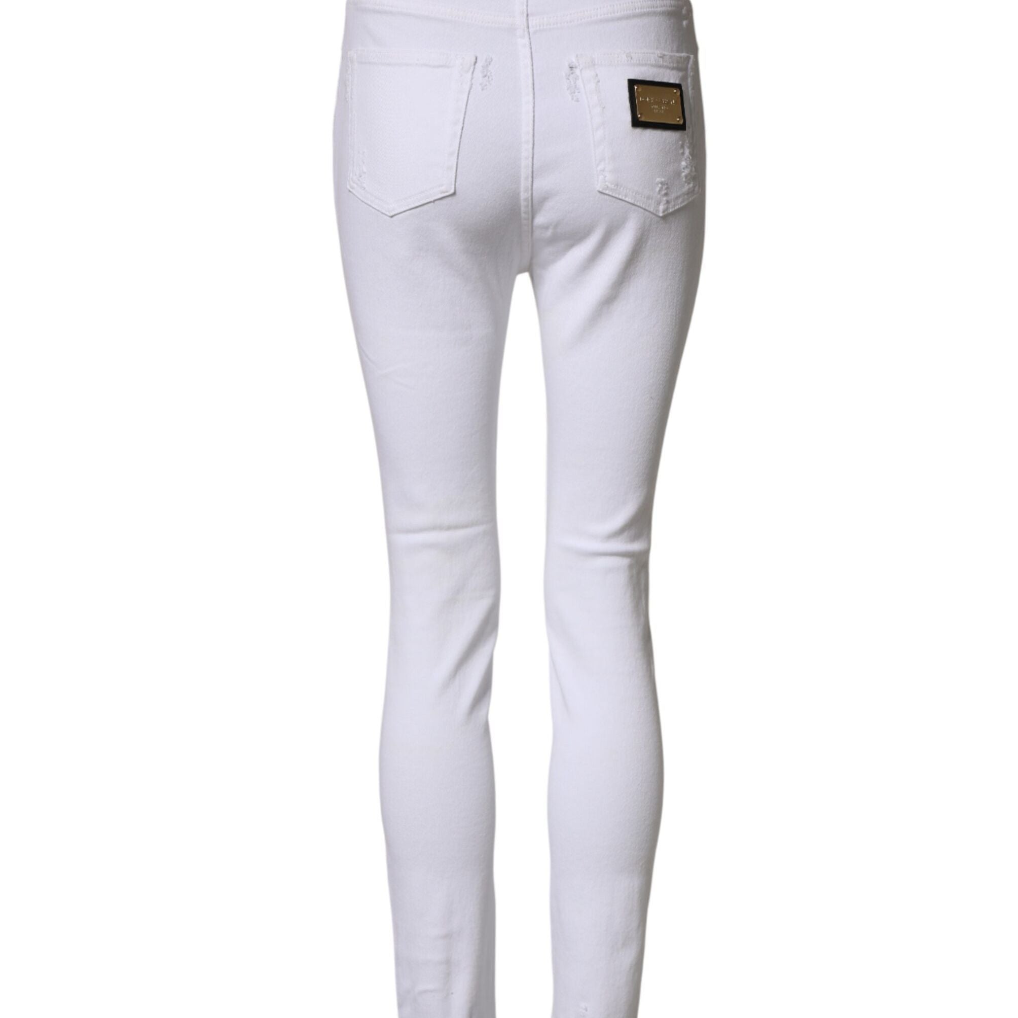Dolce & Gabbana White Distressed High Waist Denim Jeans