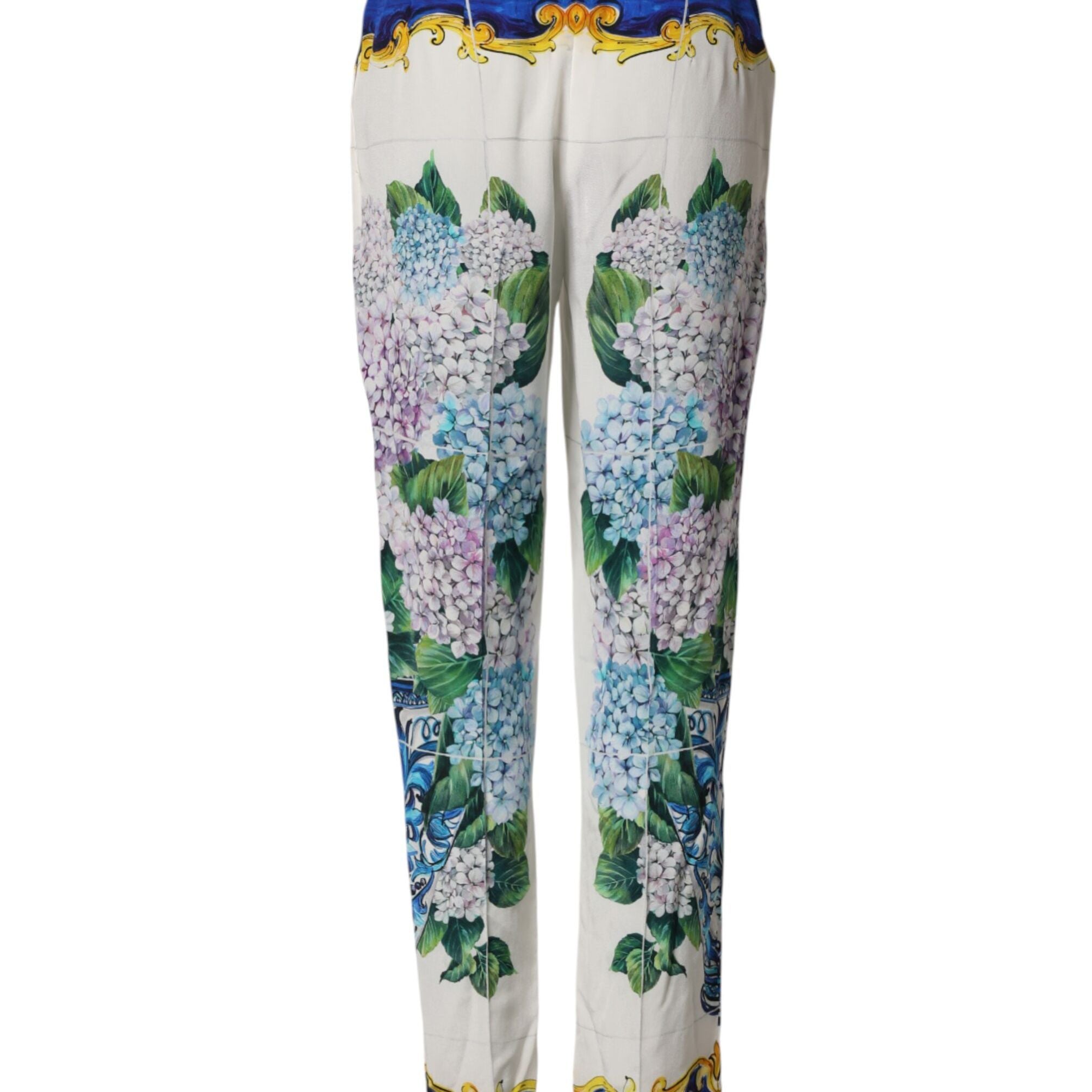 Dolce & Gabbana Multicolor Floral Pattern Straight Leg Pants