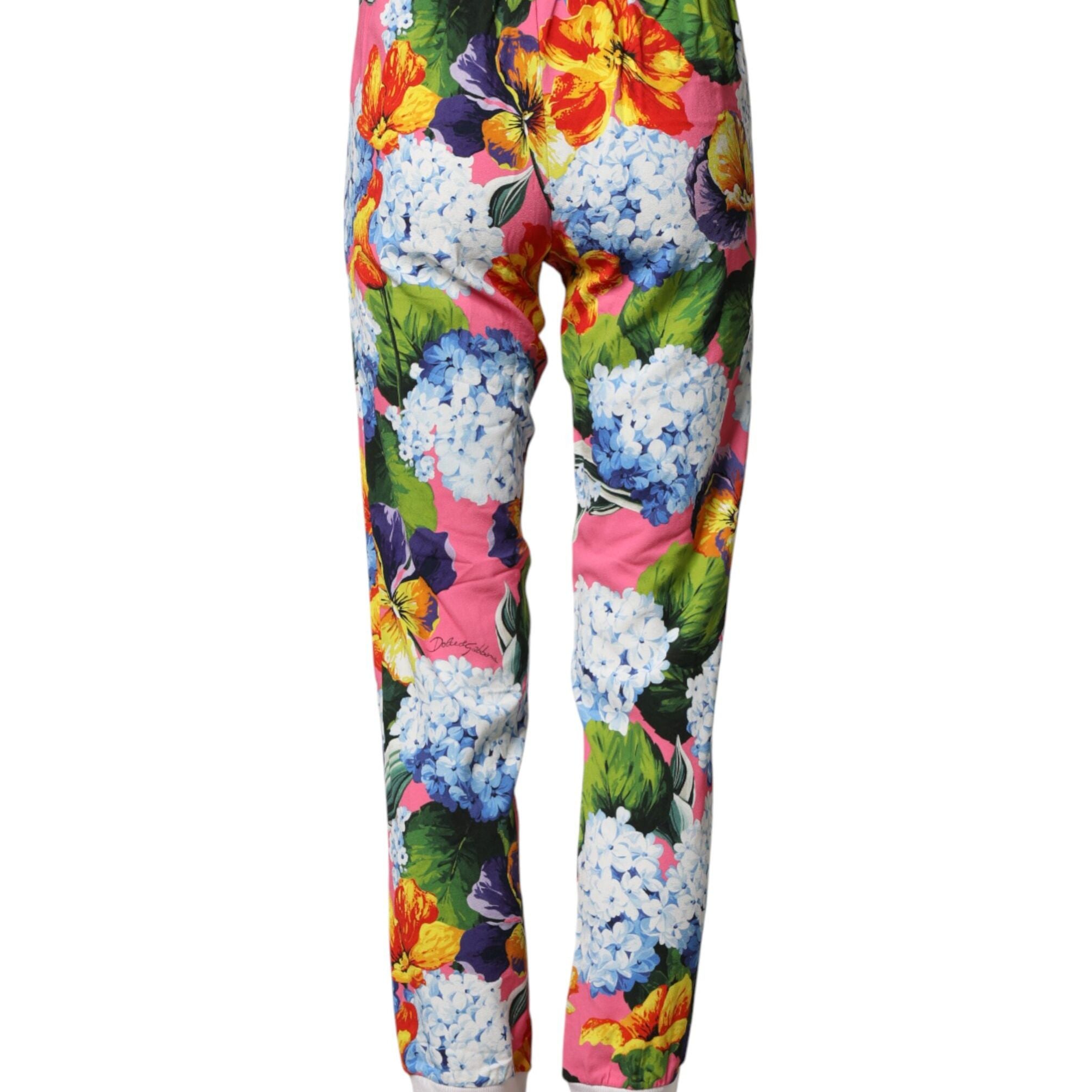 Dolce & Gabbana Multicolor Floral Mid Waist Jogger Pants