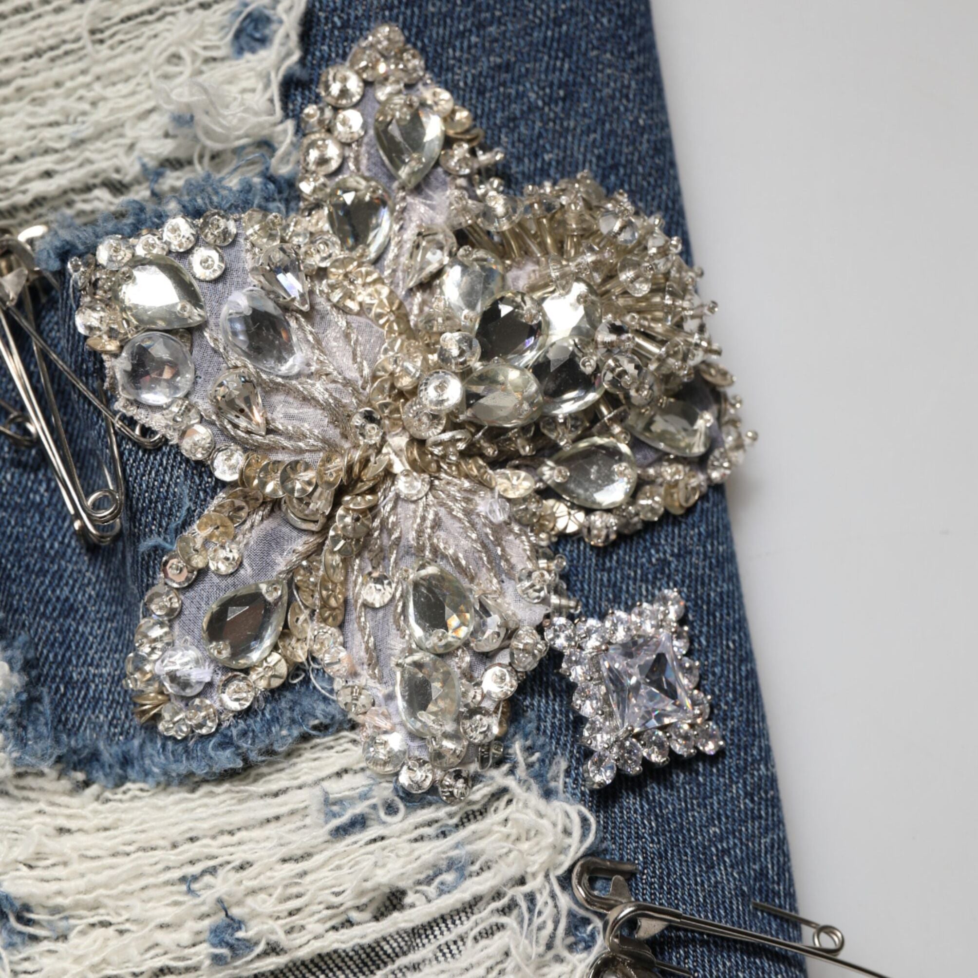 Dolce & Gabbana Blue Cotton Rhinestone Embellish Denim Jeans