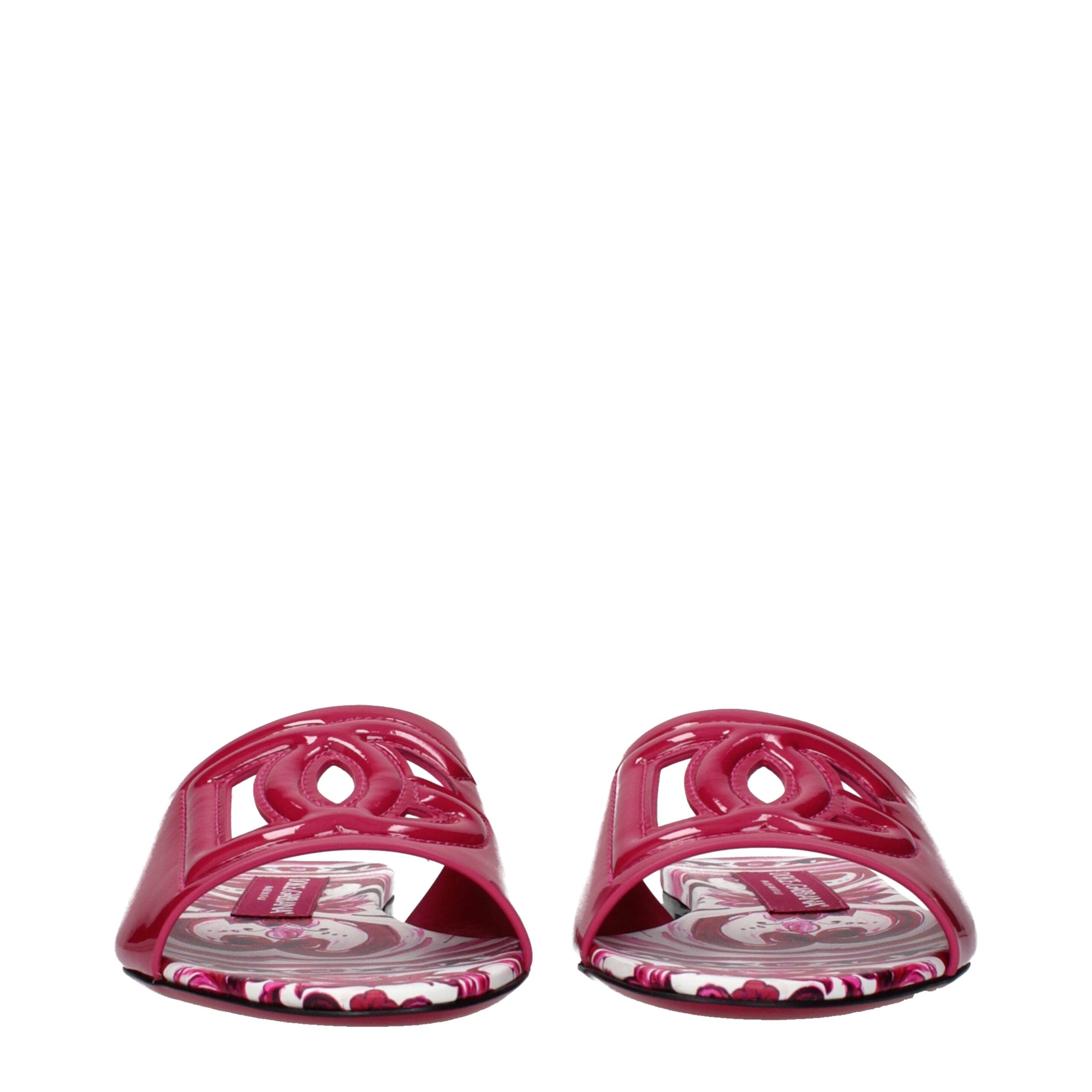 Dolce & Gabbana Pink Leather Slippers