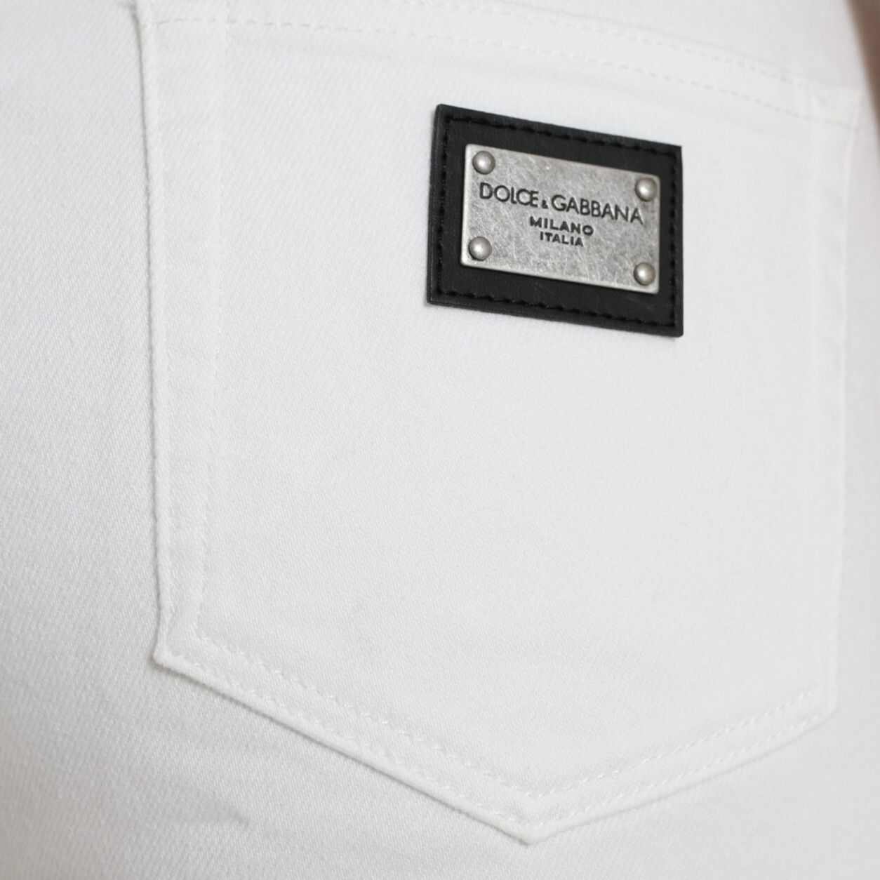 Dolce & Gabbana Wide Leg White Cotton Cropped Denim Jeans