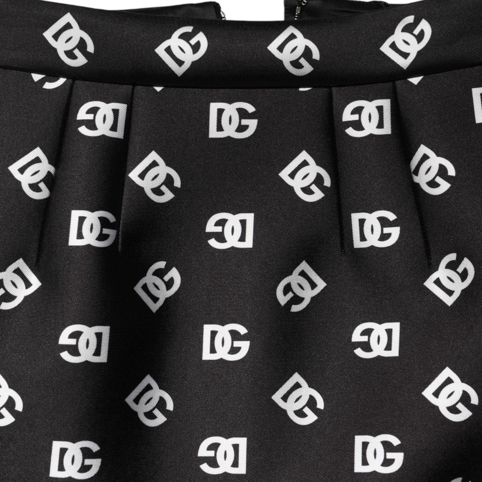 Dolce & Gabbana Black Dg Logo Pencil Cut High Waist Mini Skirt