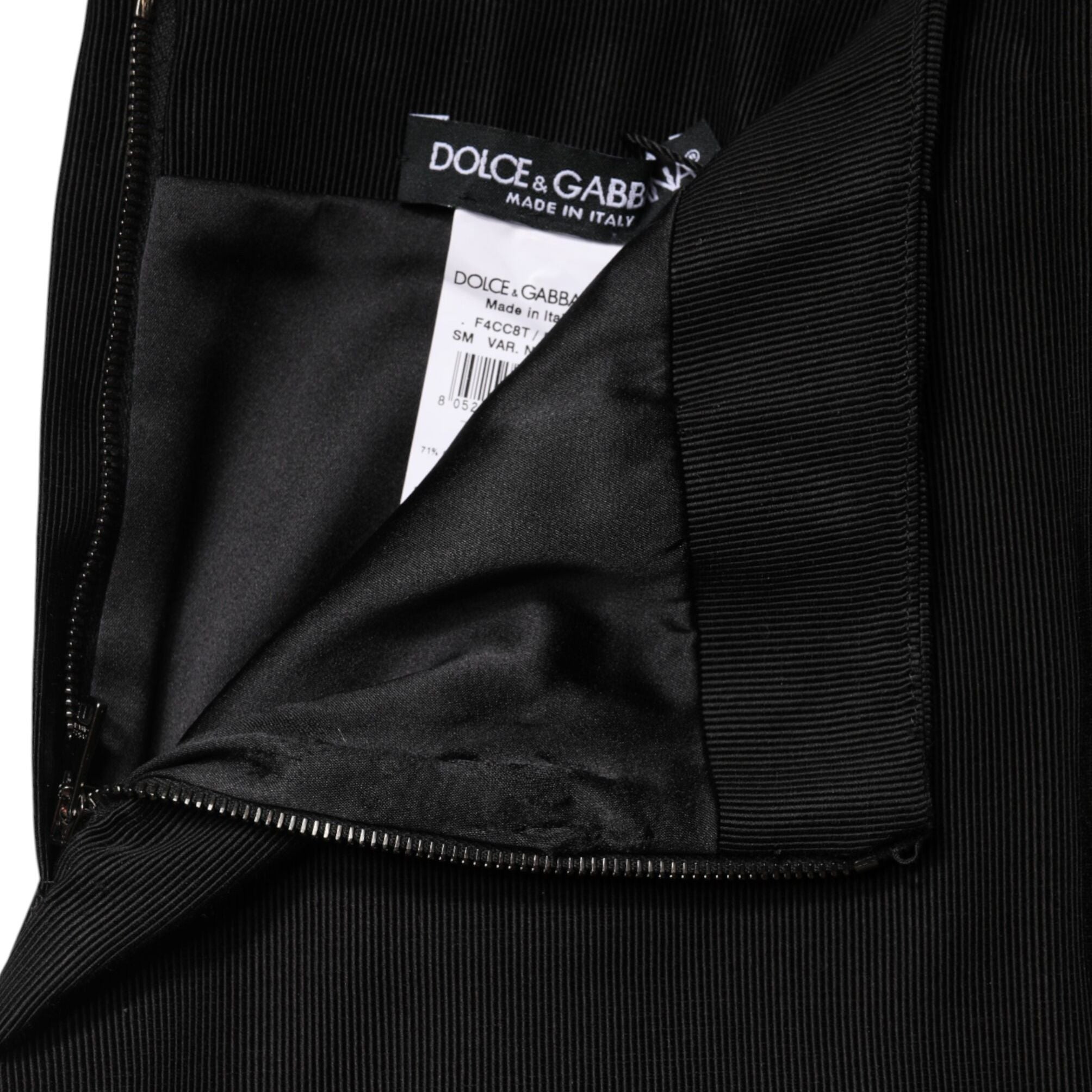 Dolce & Gabbana Black Cotton Pencil Cut High Waist Mini Skirt