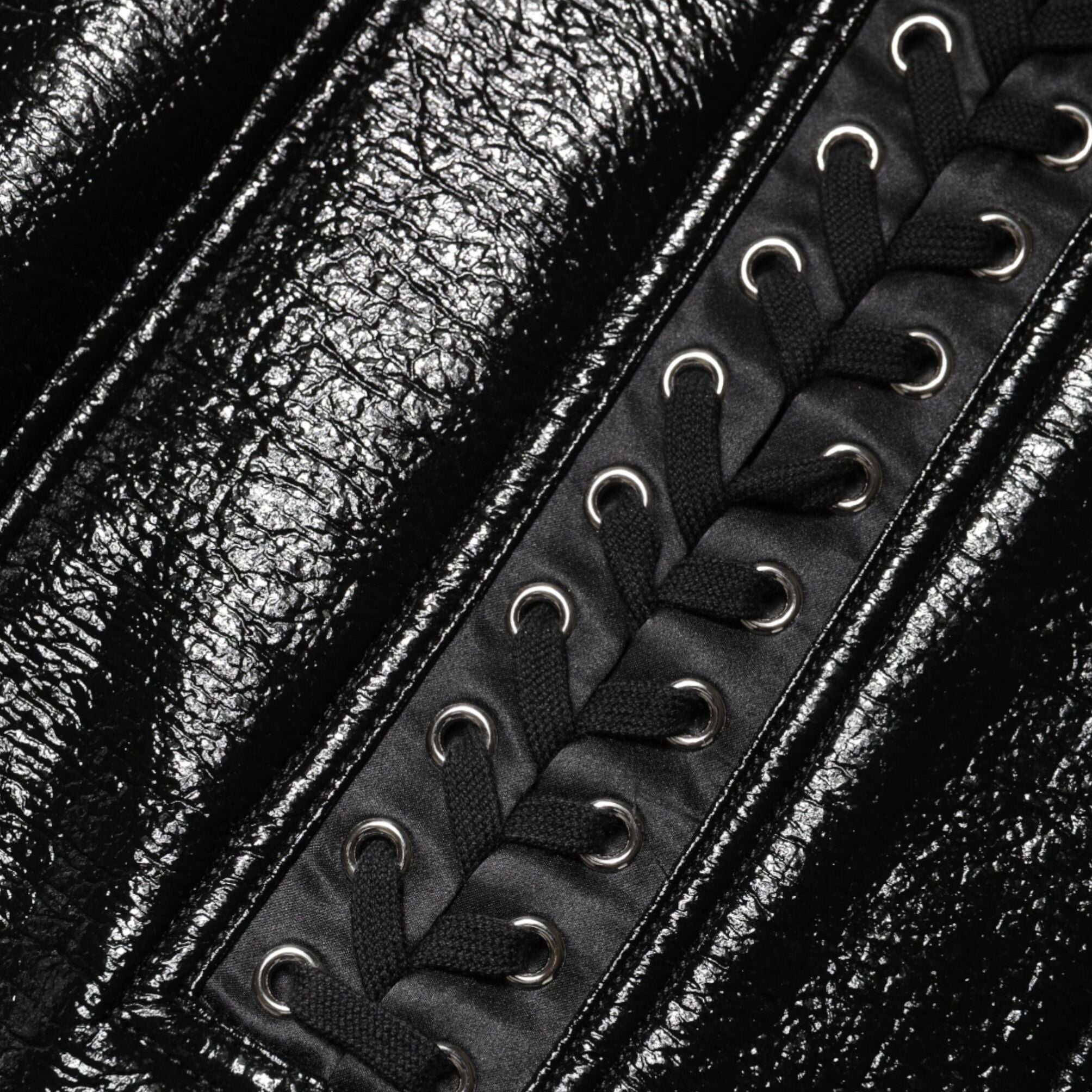 Dolce & Gabbana Black Nylon Eyelet Detail Coated Mini Skirt