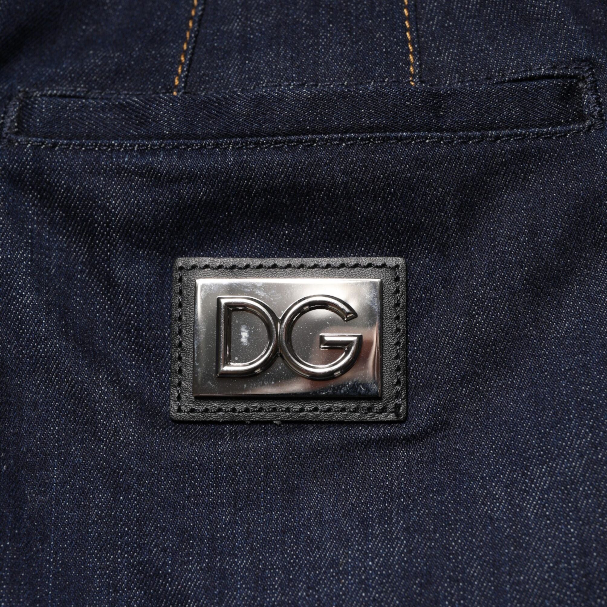 Dolce & Gabbana Dark Blue Cotton A-line Denim Midi Skirt