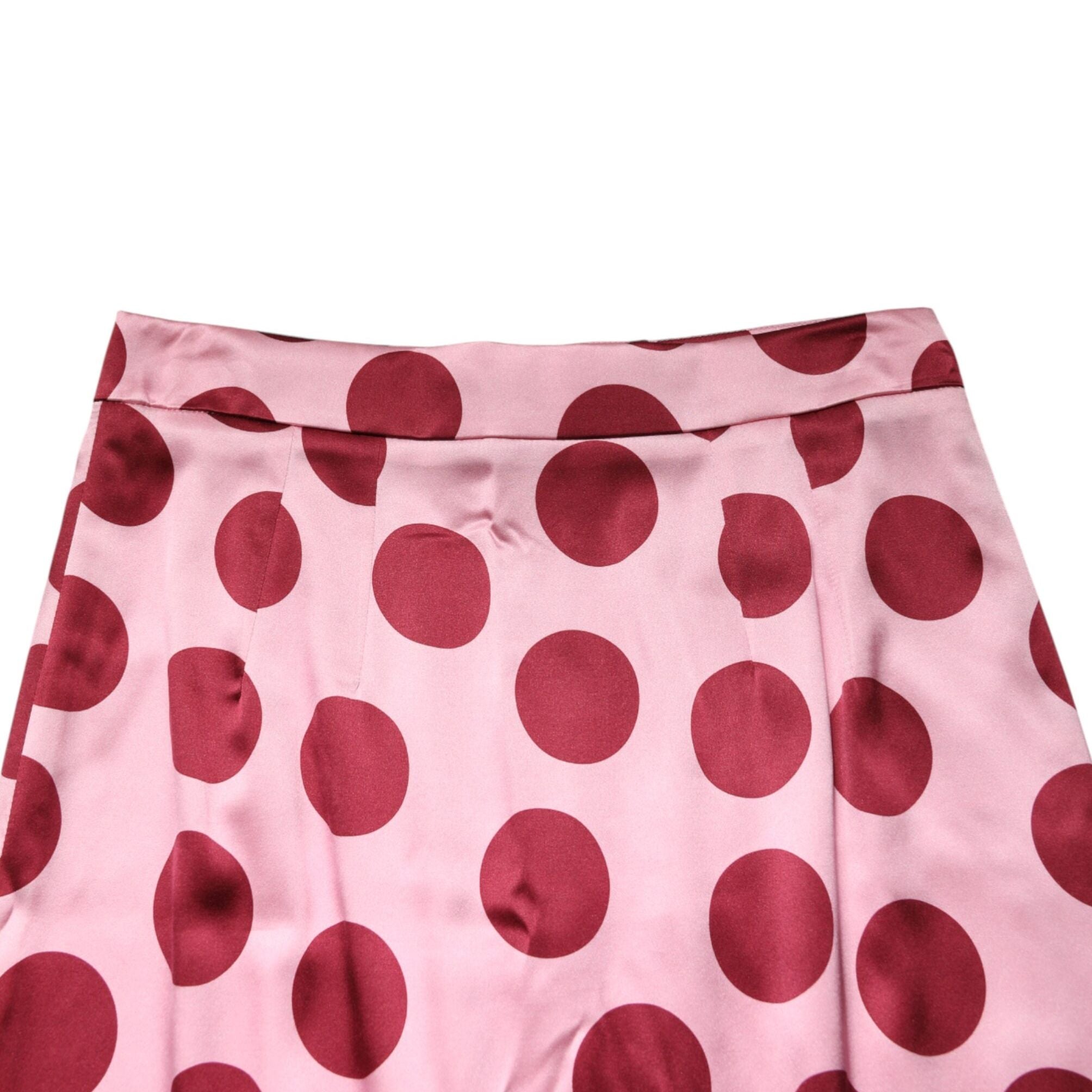 Dolce & Gabbana Pink Polka Dot Silk Pencil Cut Midi Skirt