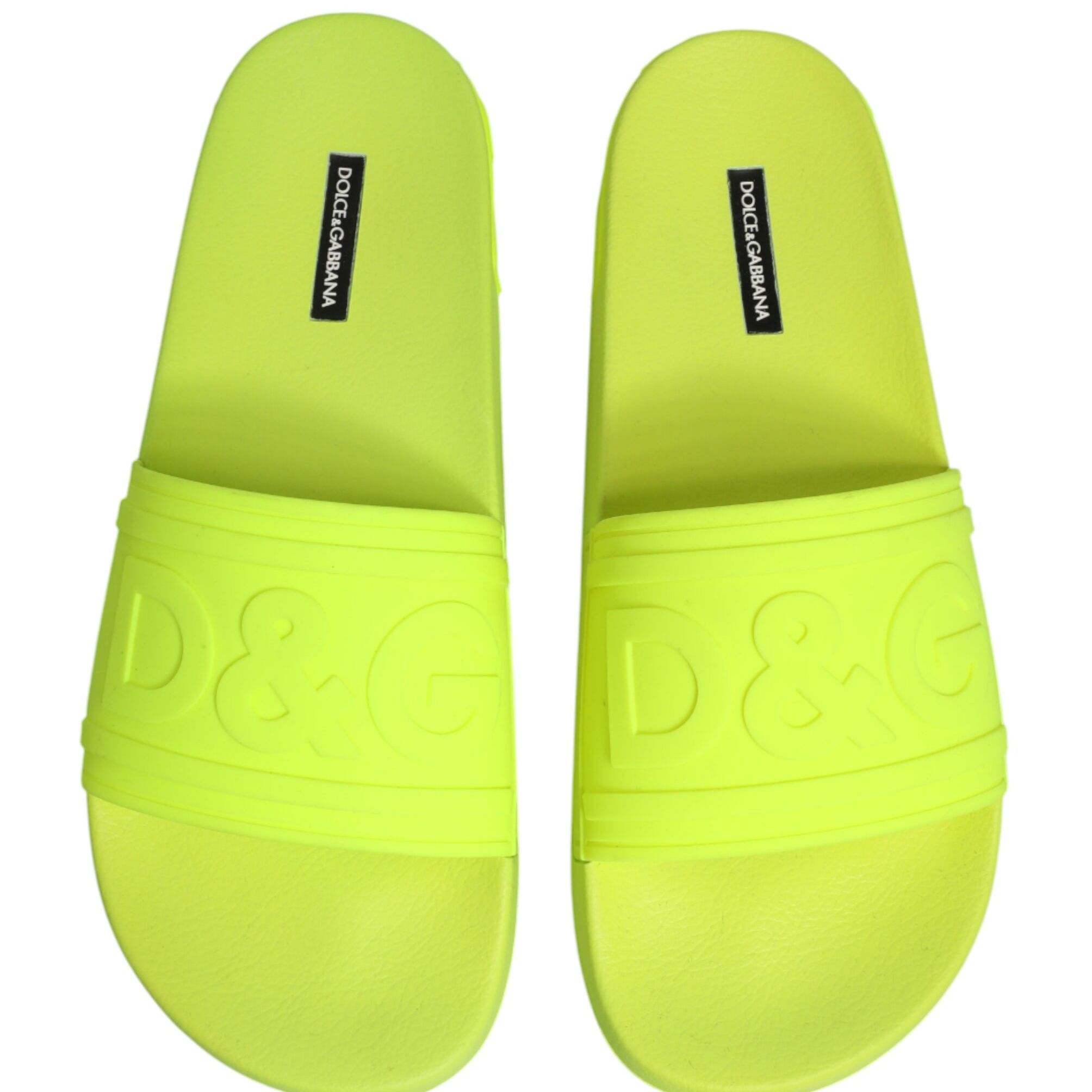 Dolce & Gabbana Green Rubber Slides Sandals Beachwear Shoes