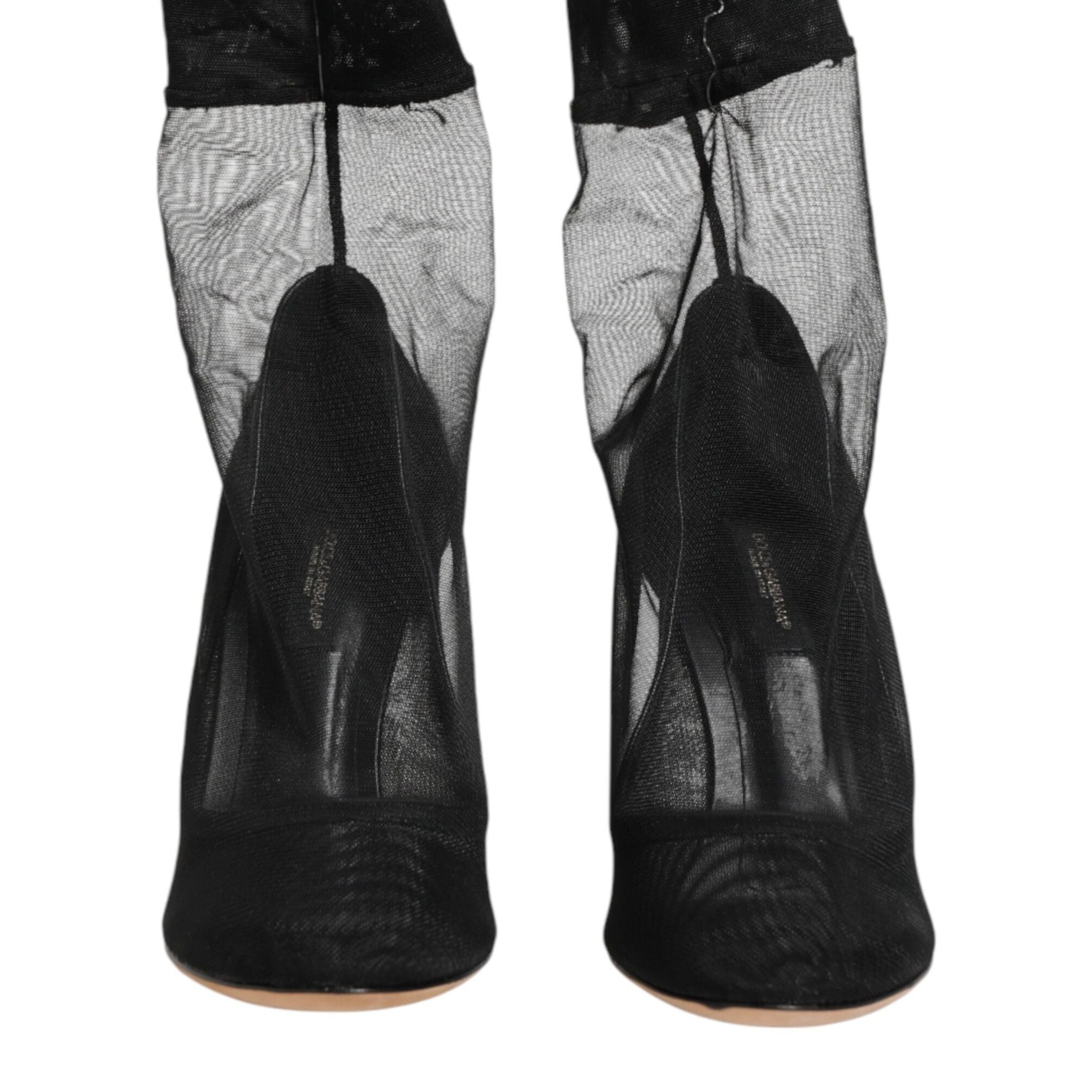 Dolce & Gabbana Black Nylon Stretch Mesh Sock Boots Shoes