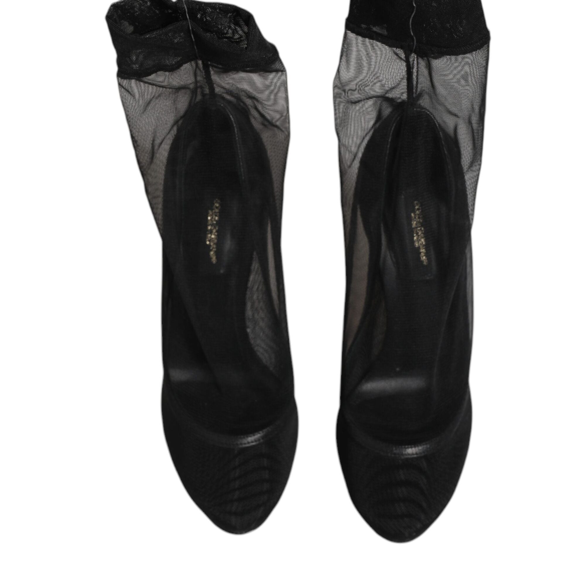 Dolce & Gabbana Black Nylon Stretch Mesh Sock Boots Shoes