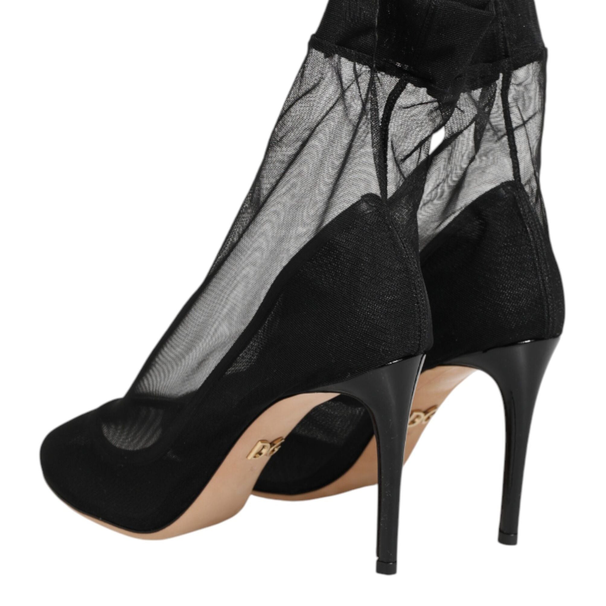Dolce & Gabbana Black Nylon Stretch Mesh Sock Boots Shoes
