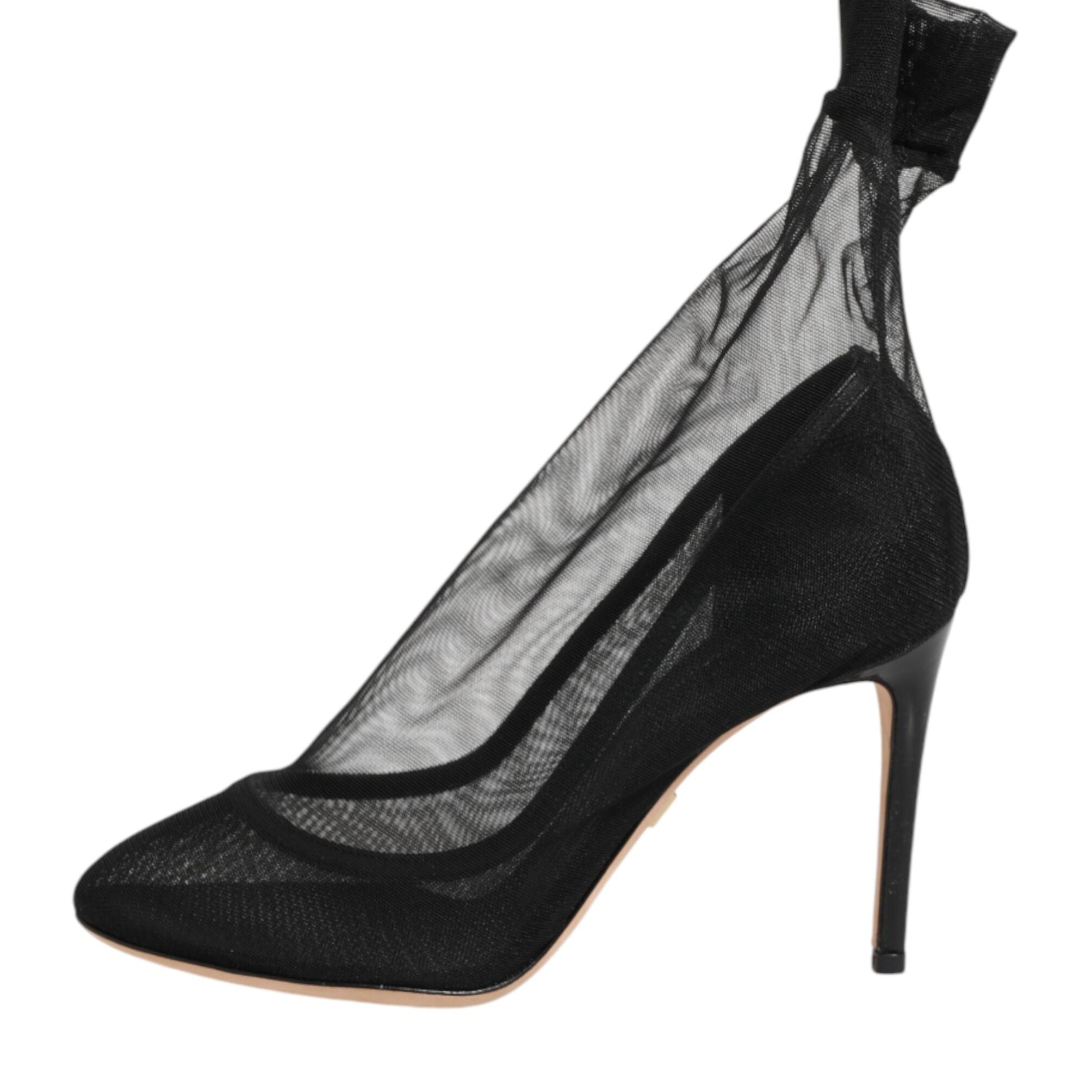 Dolce & Gabbana Black Nylon Stretch Mesh Sock Boots Shoes