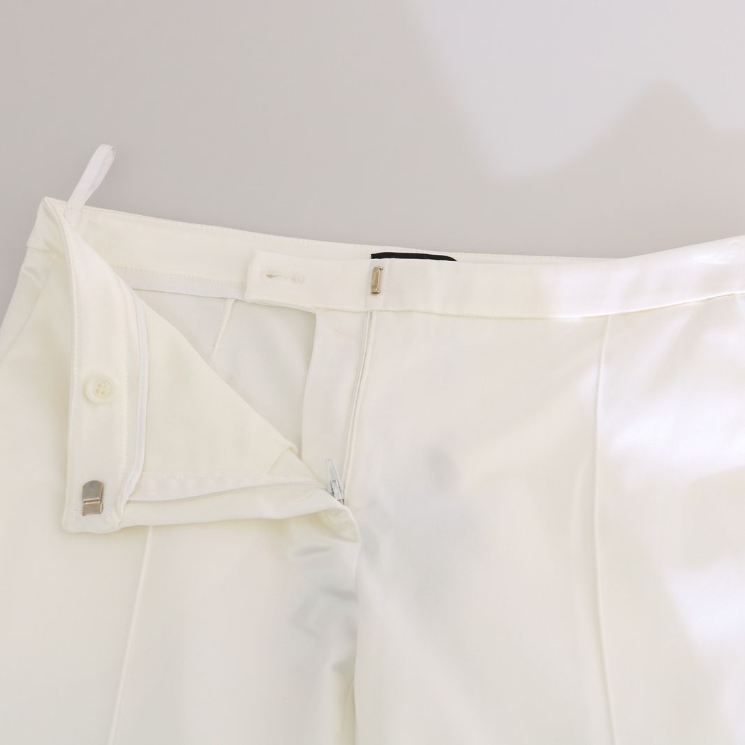 Elisabetta Franchi White Low Waist Cropped Skinny Trouser Pants