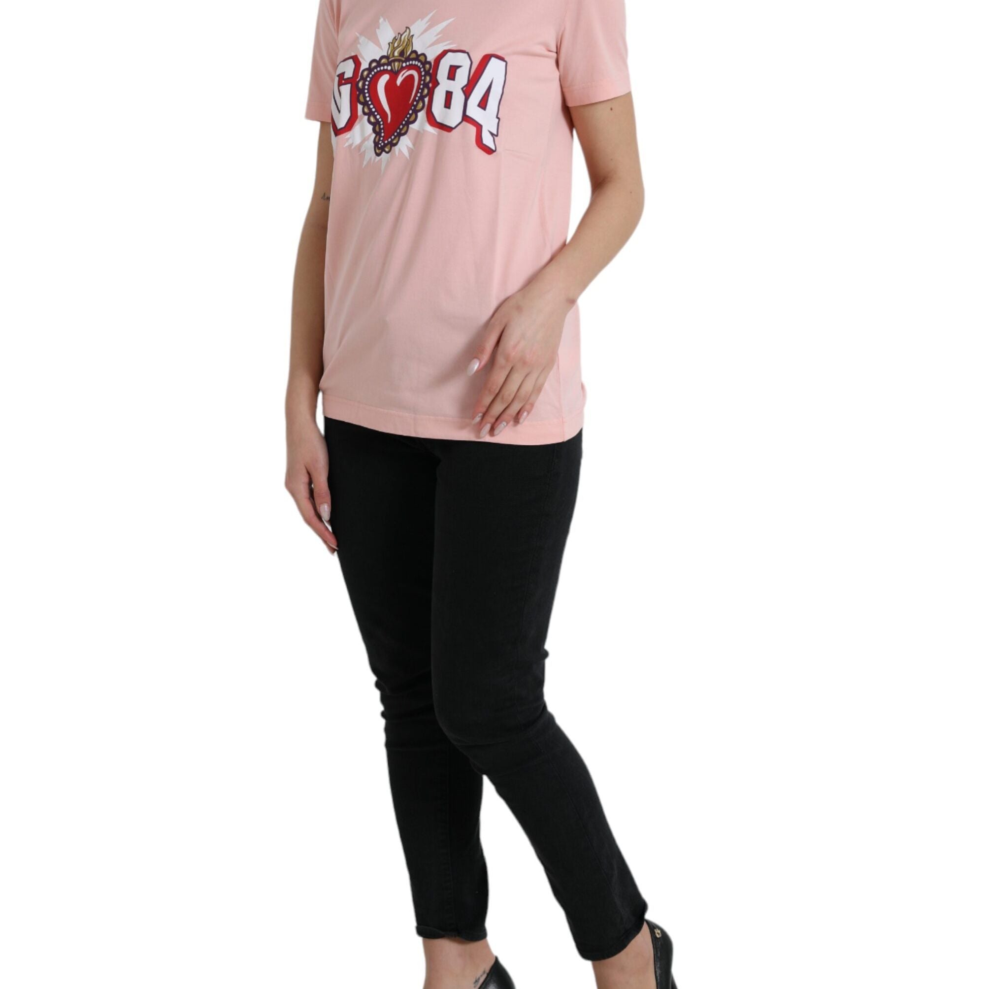 Dolce & Gabbana Pink Graphic Print Cotton Crew Neck T-shirt