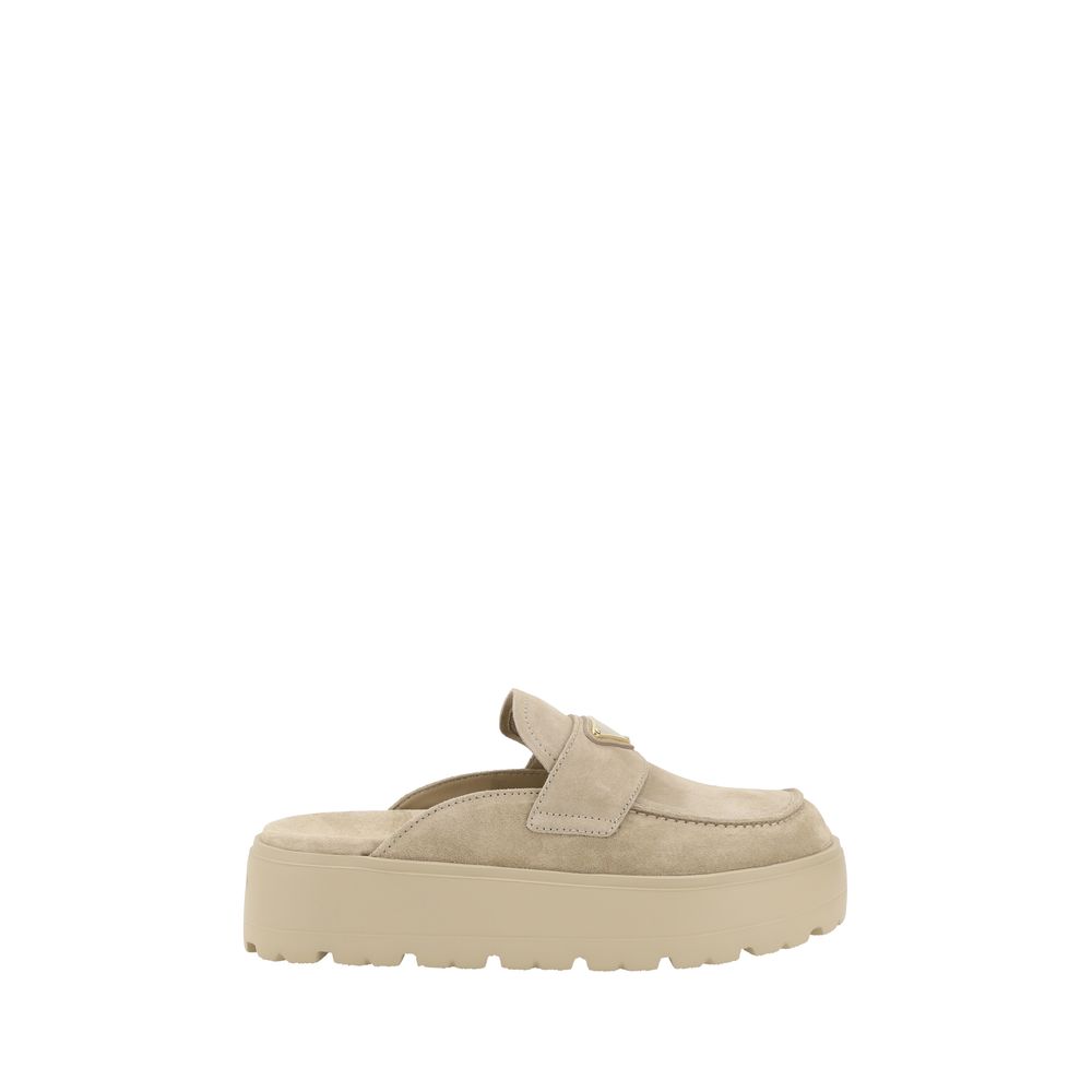Prada Beige Calf Leather Bos Taurus Mules