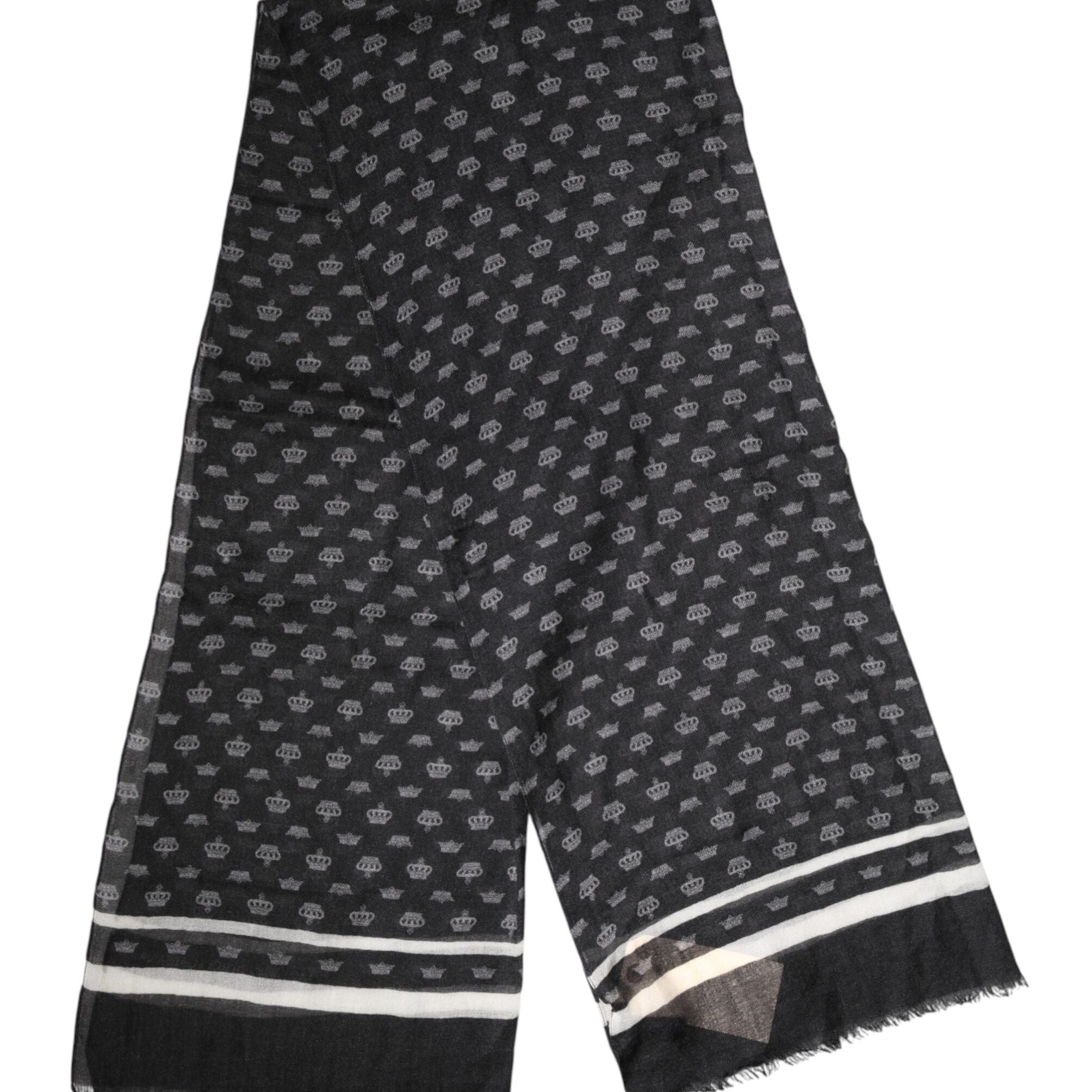 Dolce & Gabbana Black Crown Cashmere Neck Wrap Shawl Scarf
