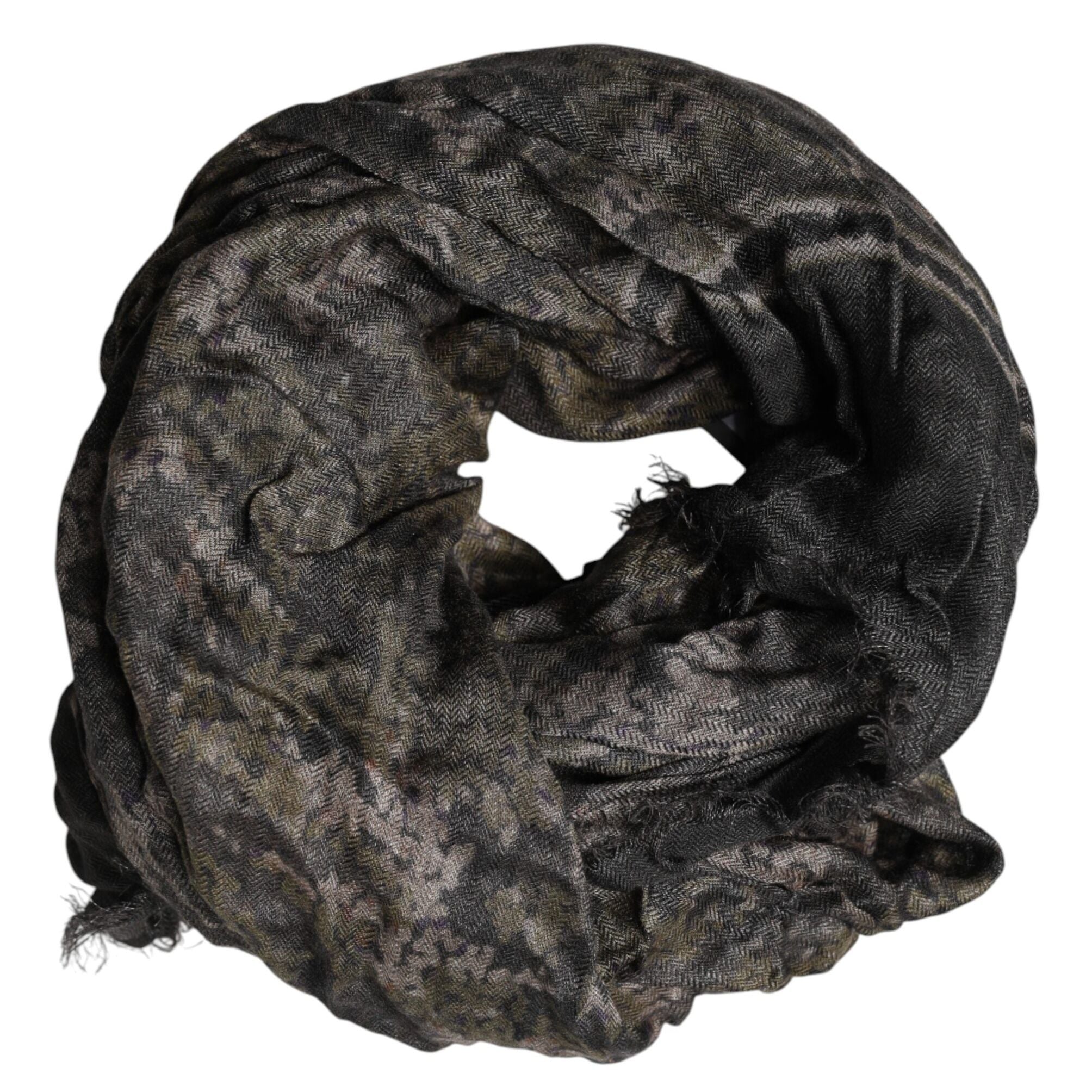 Dolce & Gabbana Brown Camouflage Modal Men Shawl Scarf