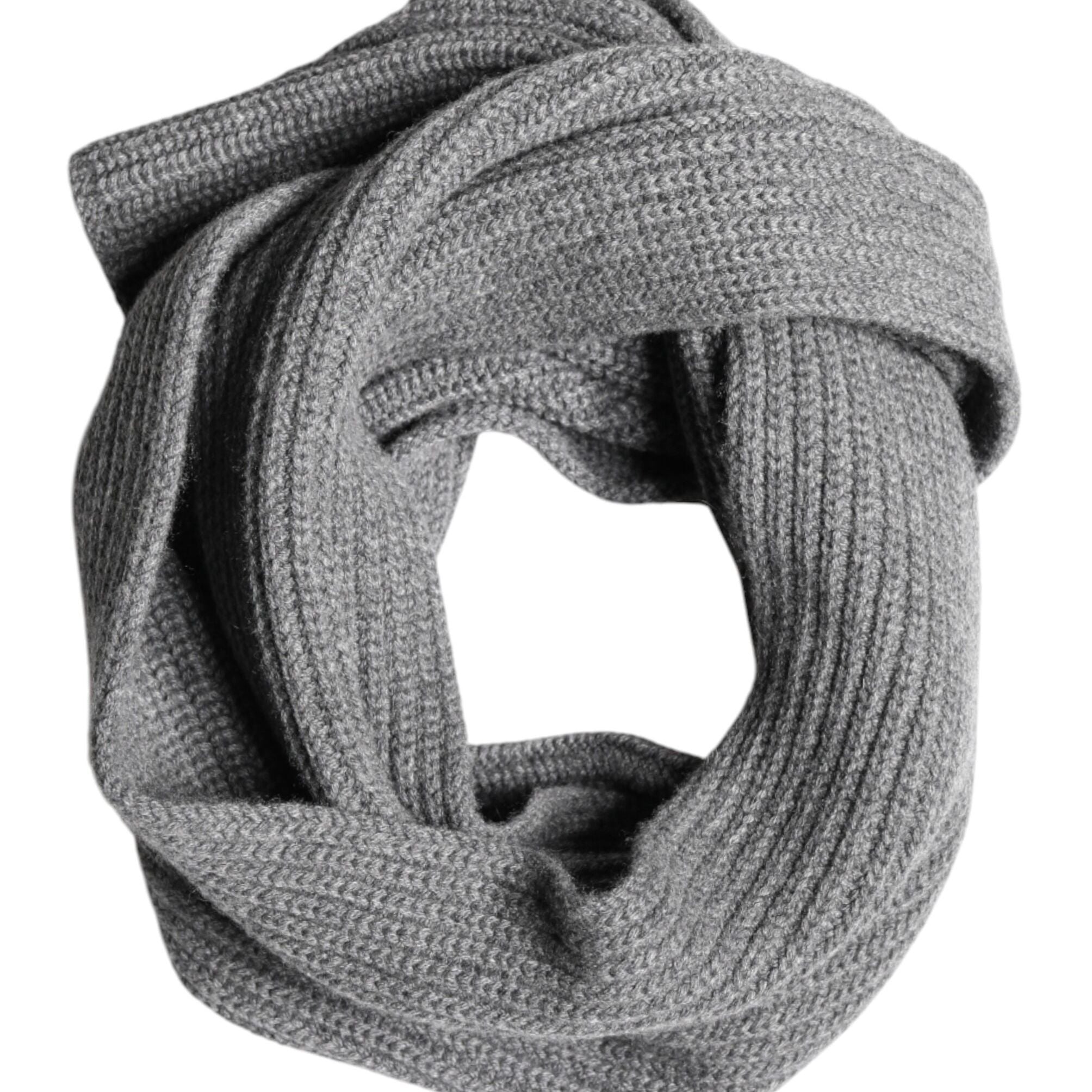 Dolce & Gabbana Gray Cashmere Knit Neck Wrap Shawl Scarf