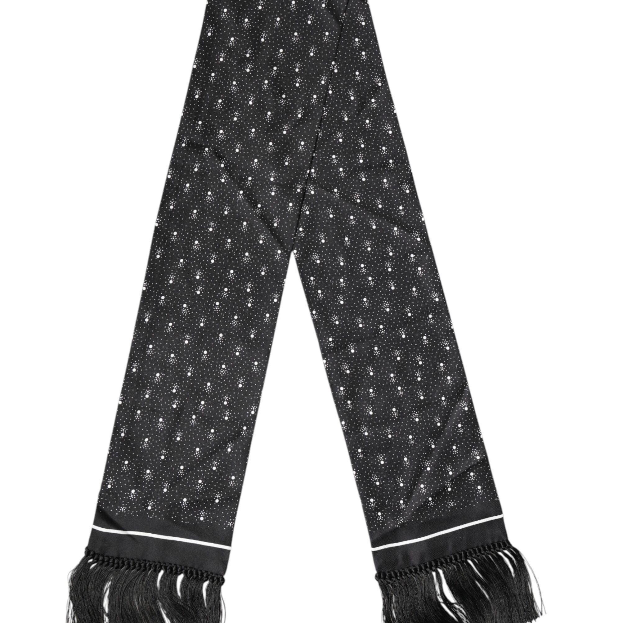 Dolce & Gabbana Black Silk Dotted Men Neck Wrap Shawl Scarf