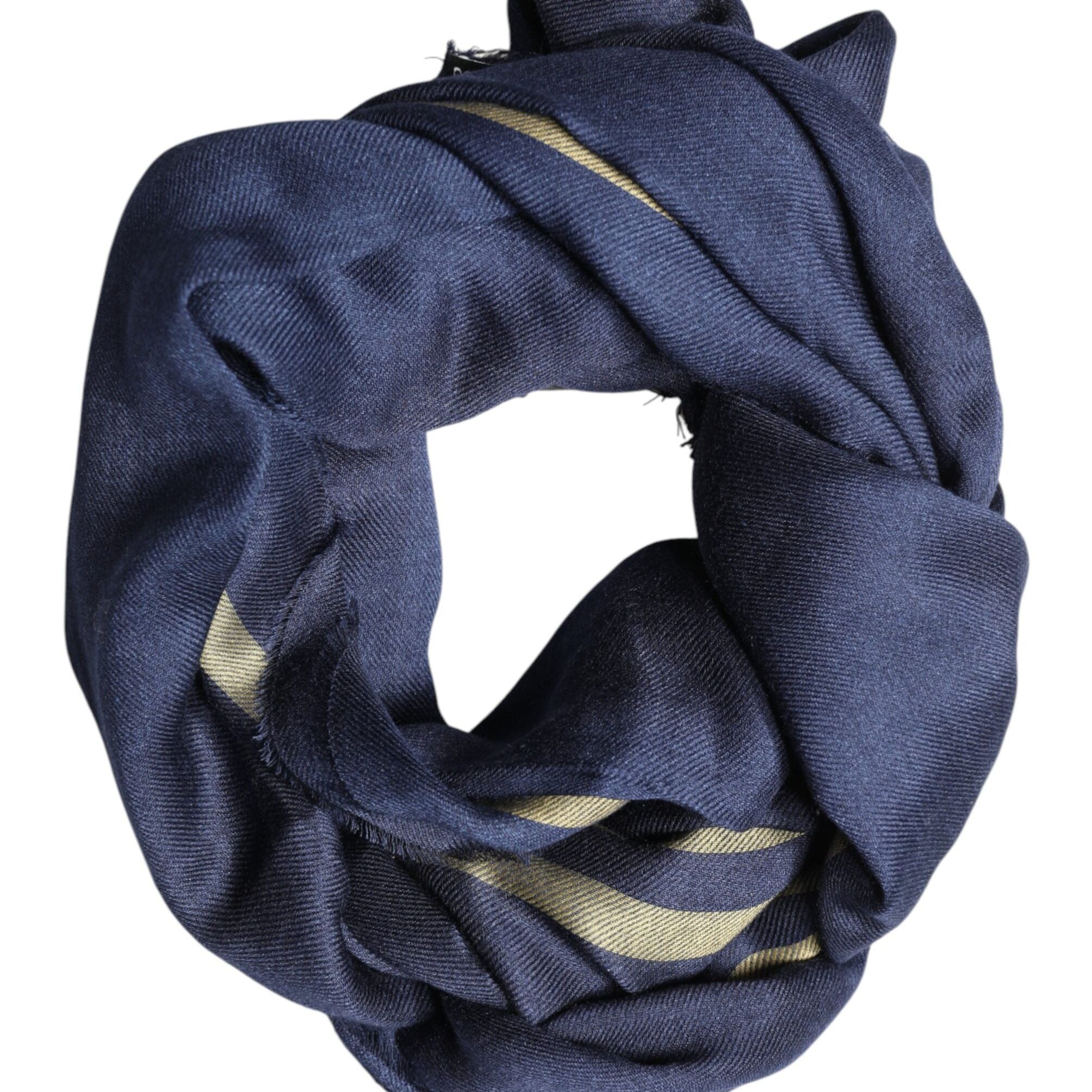 Dolce & Gabbana Blue Cashmere Neck Wrap Shawl Fringes Scarf