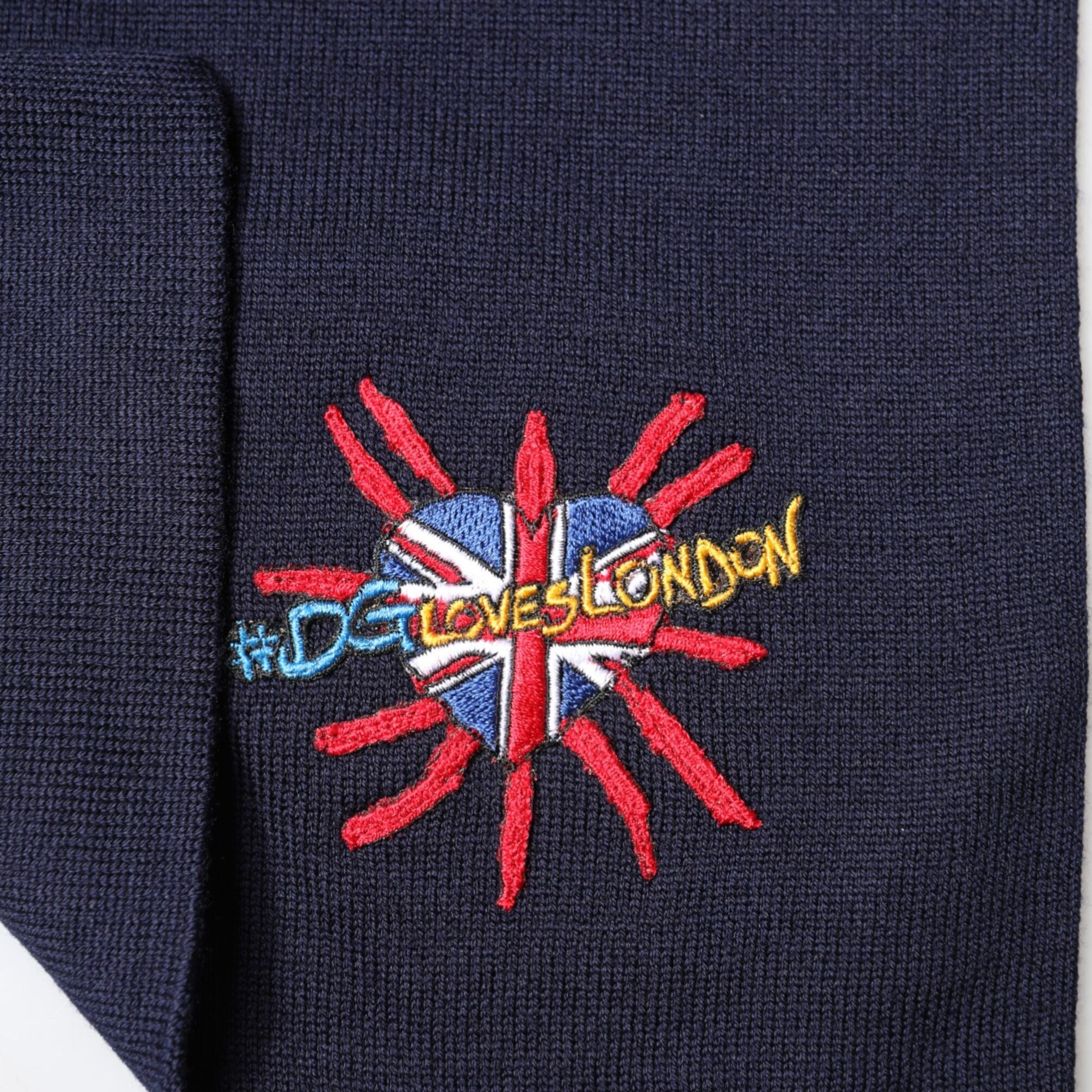 Dolce & Gabbana Blue Wool DG Loves London Neck Wrap Scarf