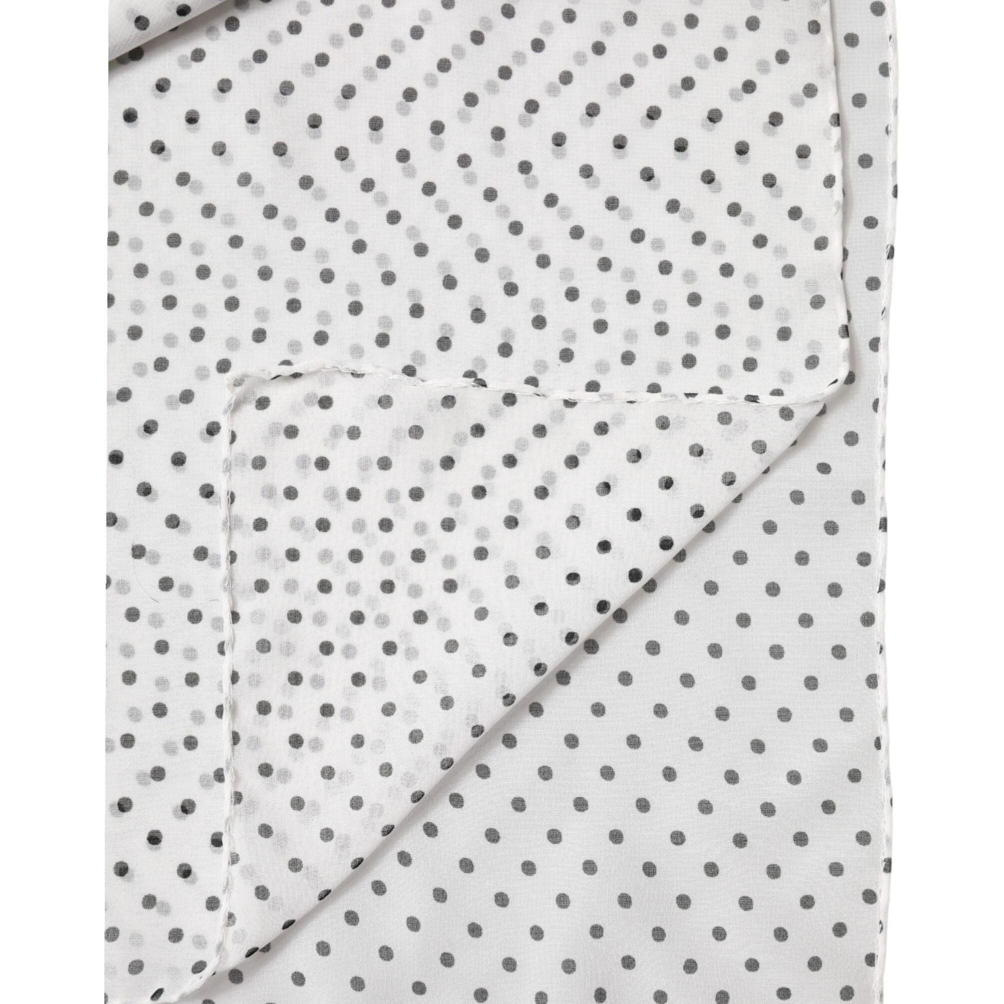 Dolce & Gabbana White Polka Dot Polyester Shawl Scarf