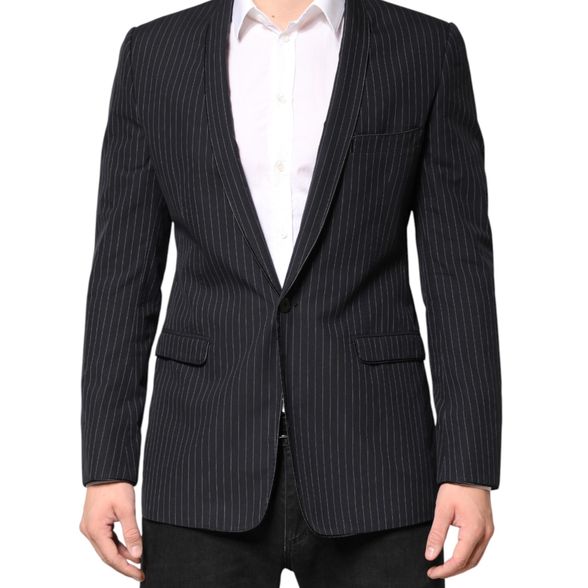 Dolce & Gabbana Black Stripes 1 Button Suit Jacket Blazer