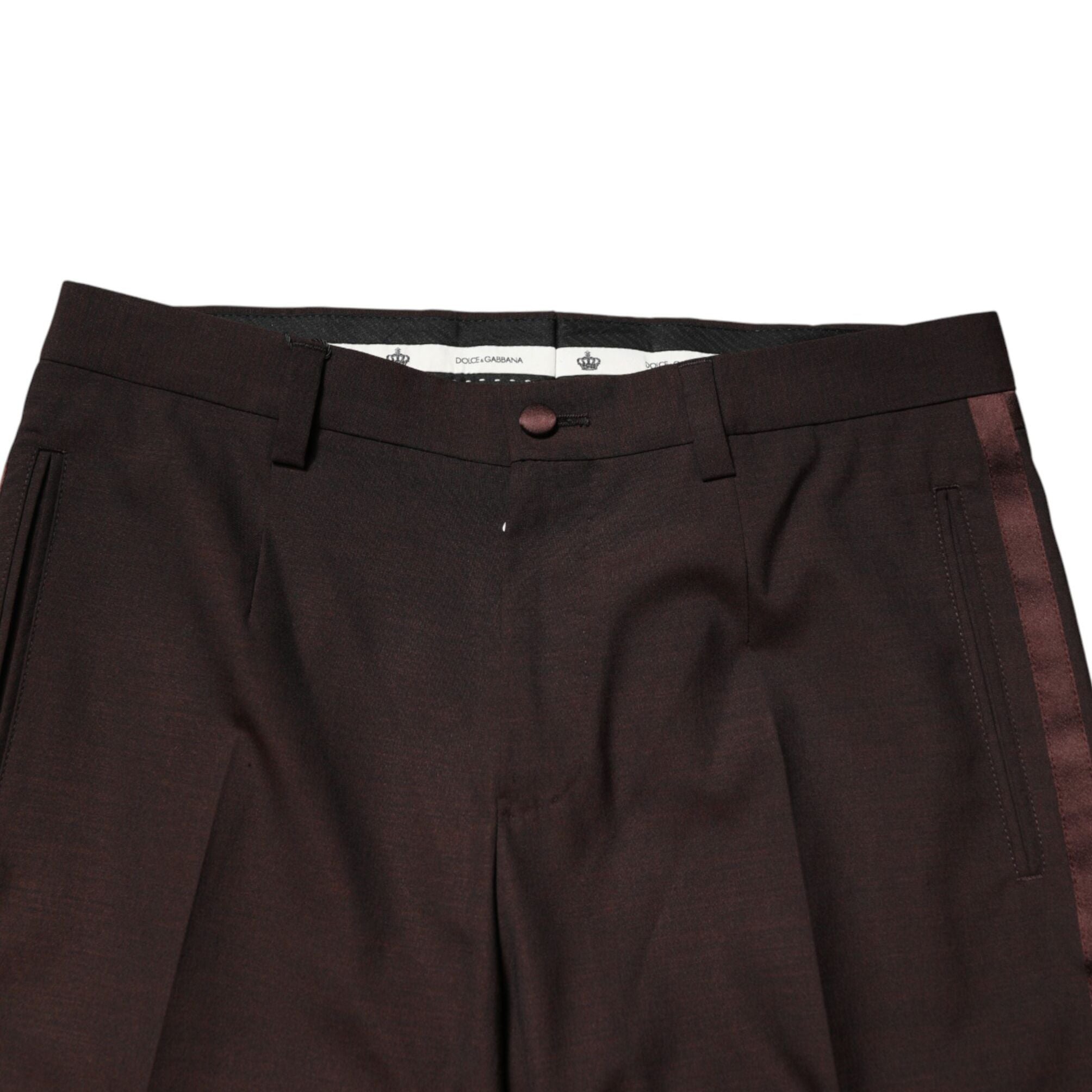 Dolce & Gabbana Brown Polyester Men Dress Trousers Pants