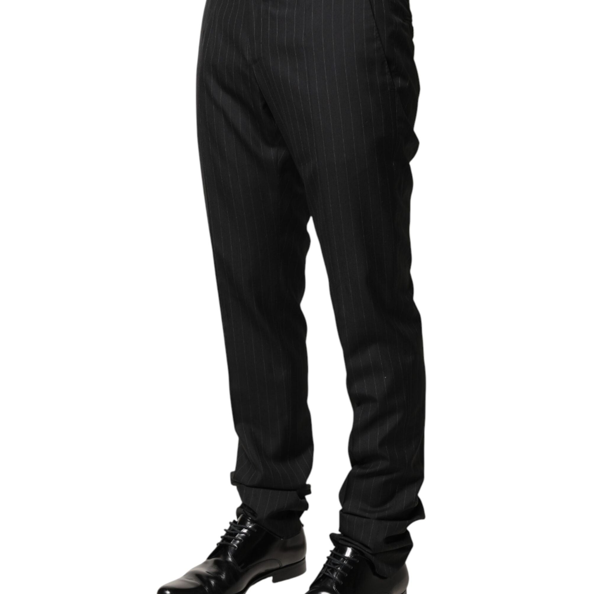 Dolce & Gabbana Black Stripes Wool Men Dress Trousers Pants