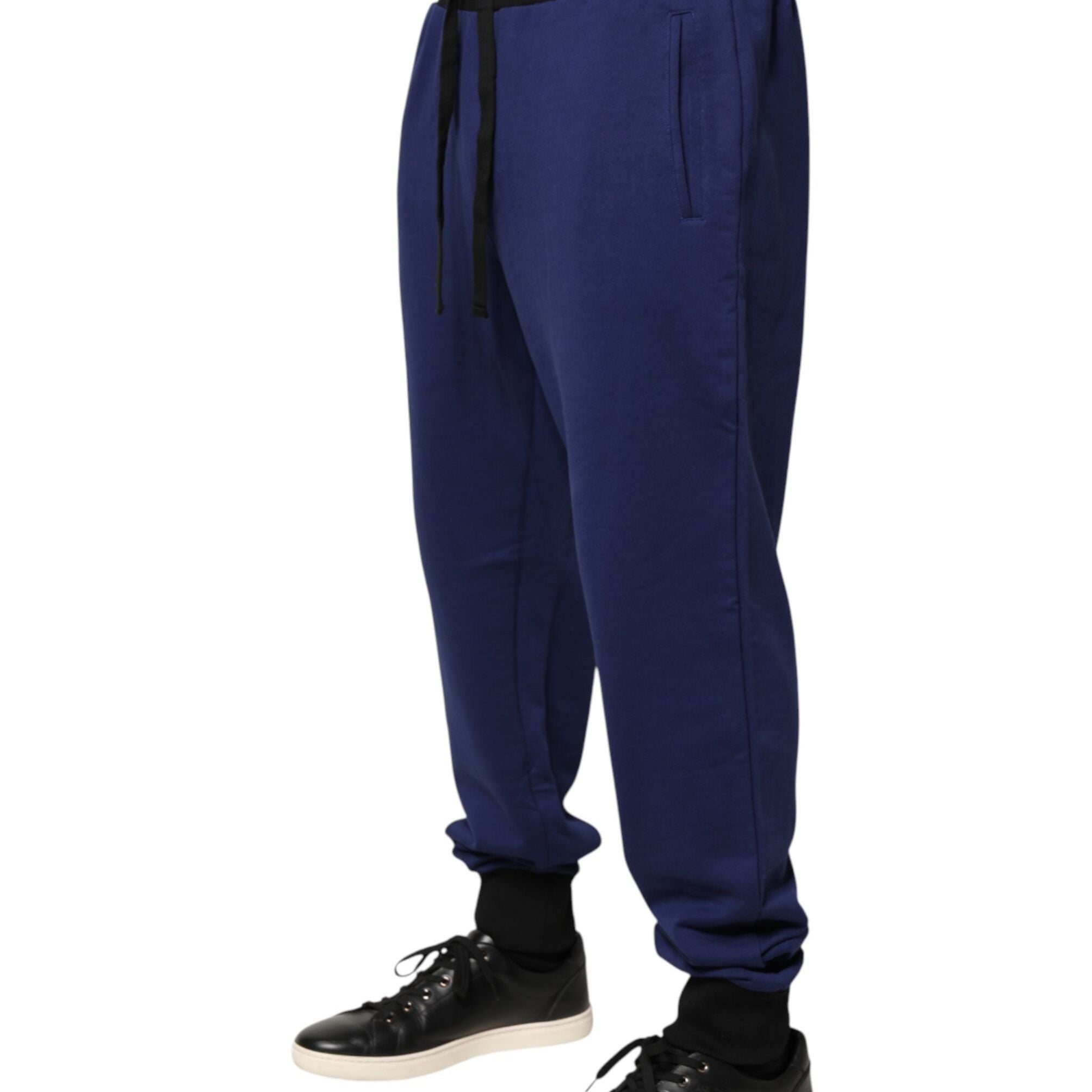 Dolce & Gabbana Blue Cotton Mid Waist Jogger Trousers Pants
