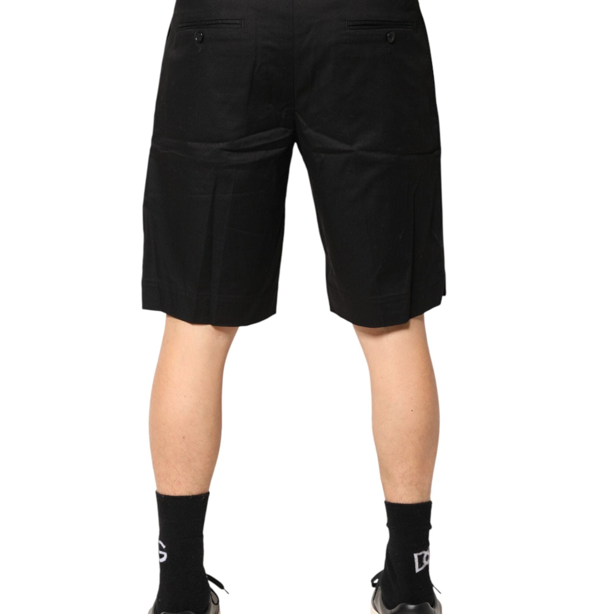 Dolce & Gabbana Black Cotton Stretch Mid Wasit Bermuda Shorts