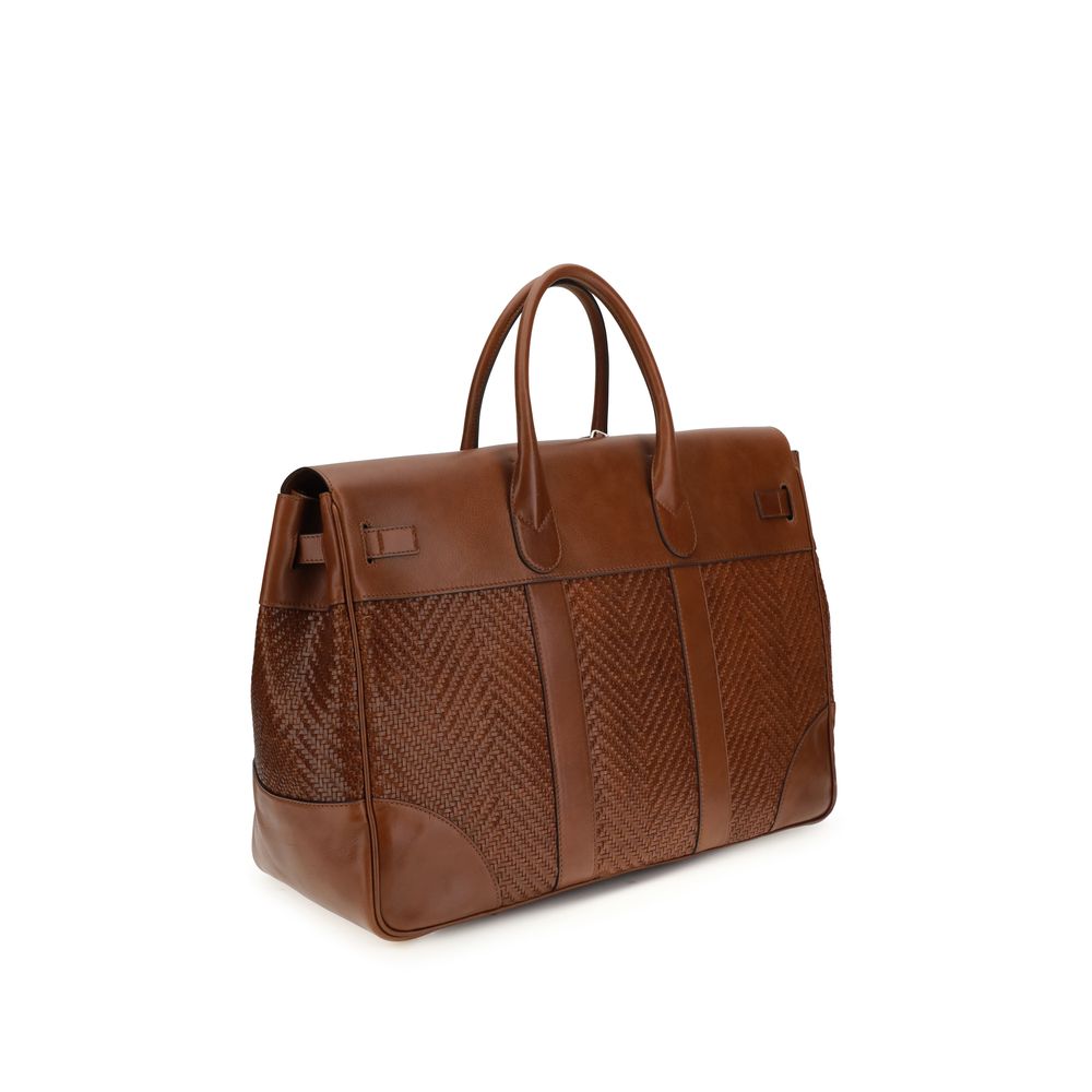 Brunello Cucinelli Brown Calf Leather Bos Taurus Backpack