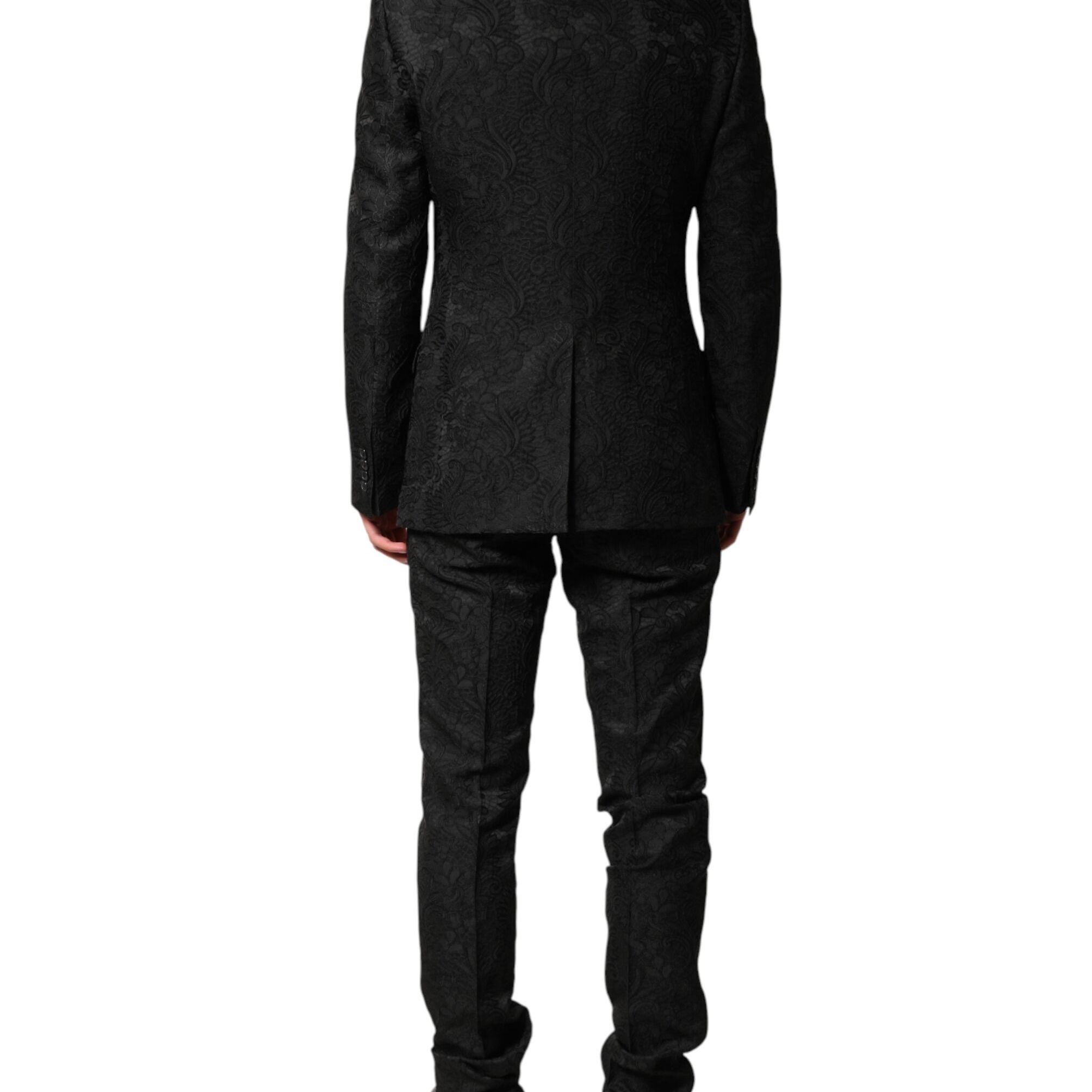Dolce & Gabbana Black Brocade Single Breasted 2 Piece Suit