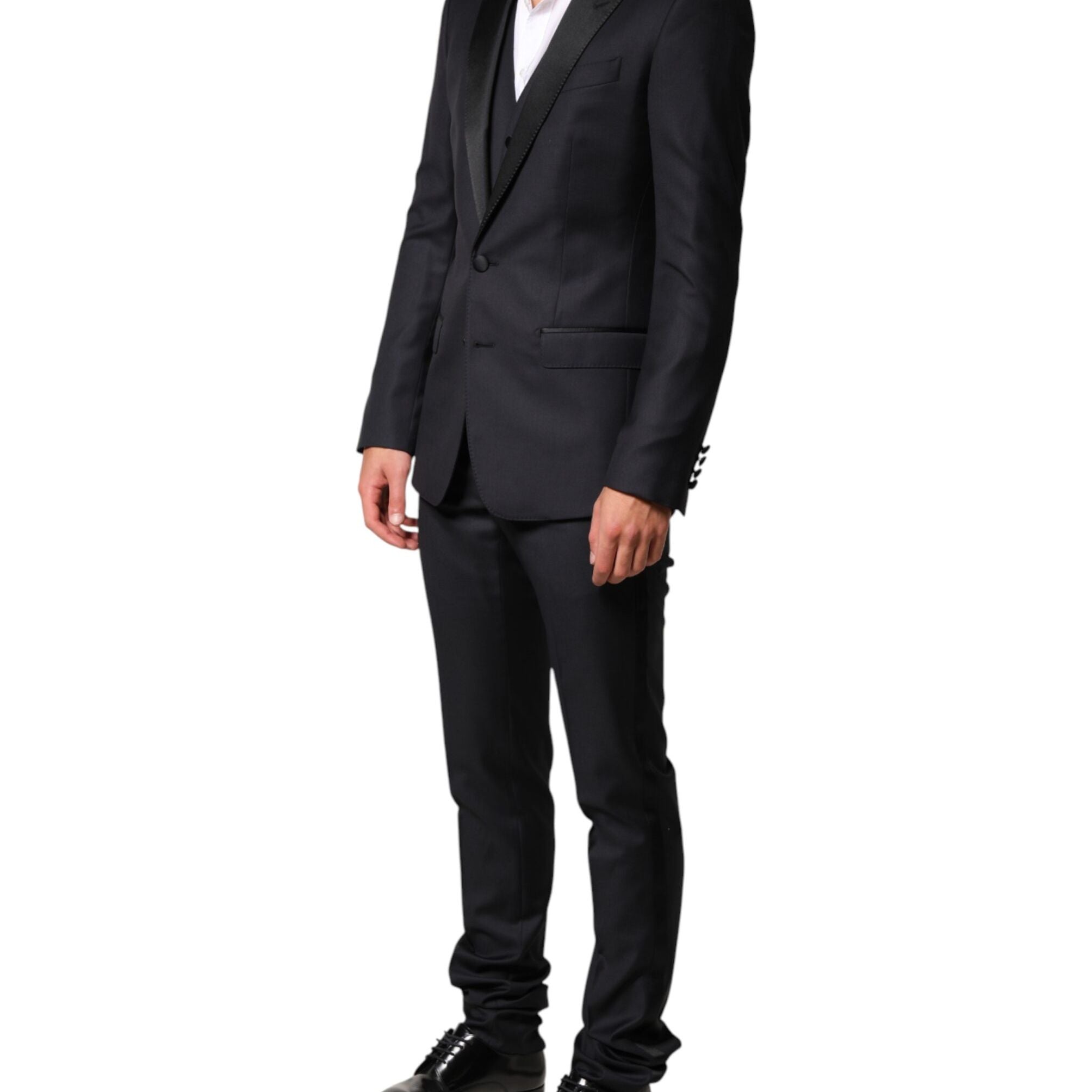 Dolce & Gabbana Blue Wool Single Breasted 3 Piece Men Suit