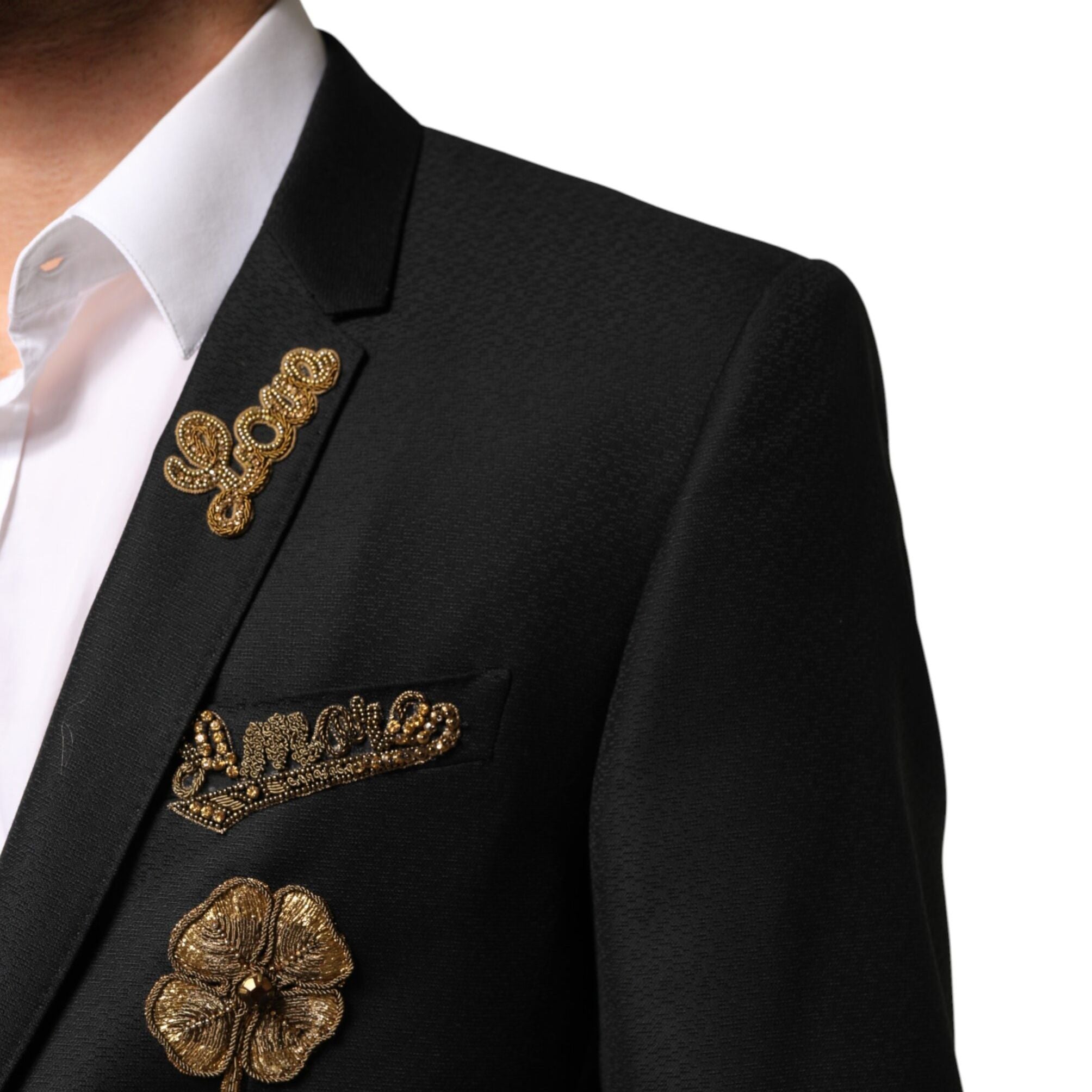 Dolce & Gabbana Black Embellished Single Breasted 2 Pc Suit