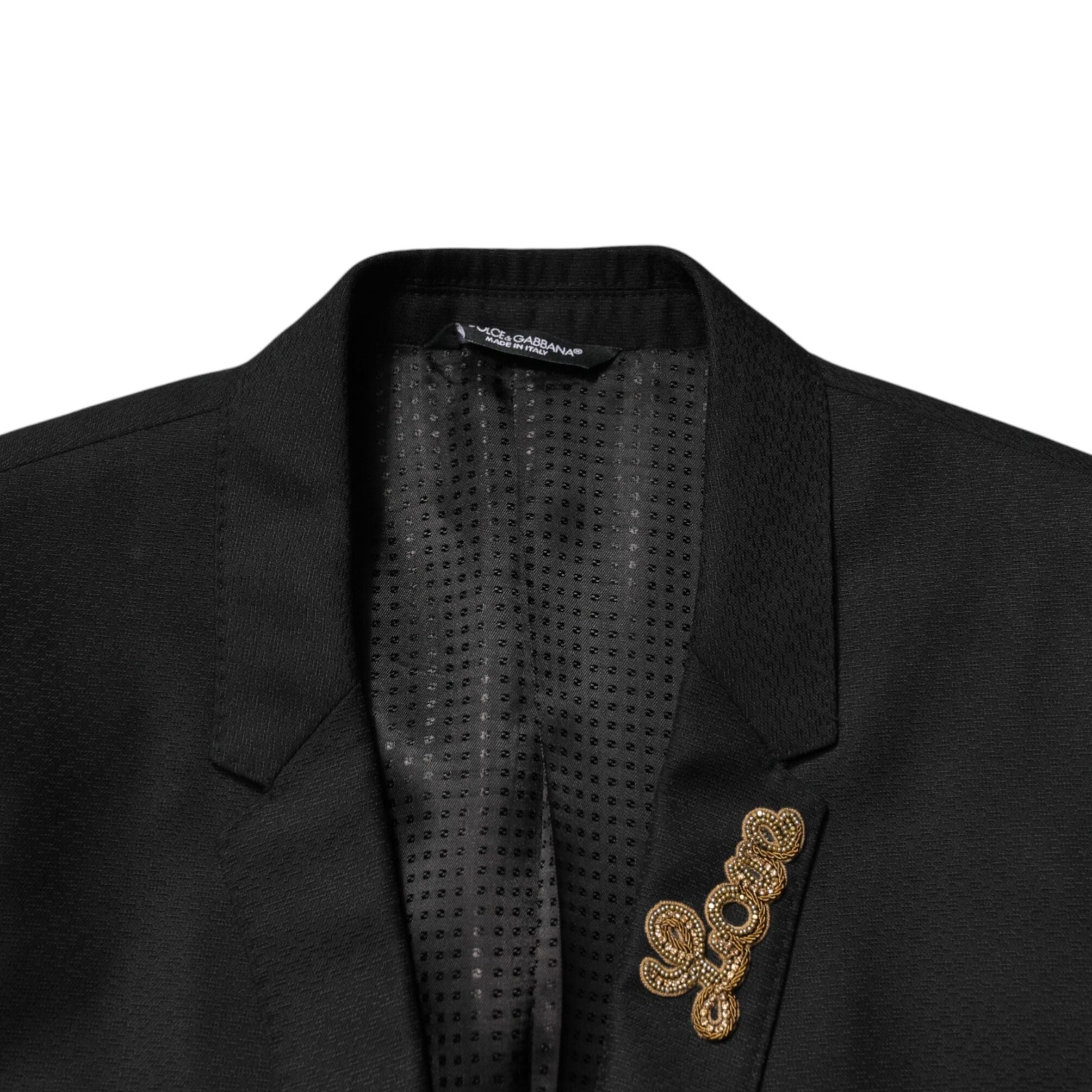 Dolce & Gabbana Black Embellished Single Breasted 2 Pc Suit