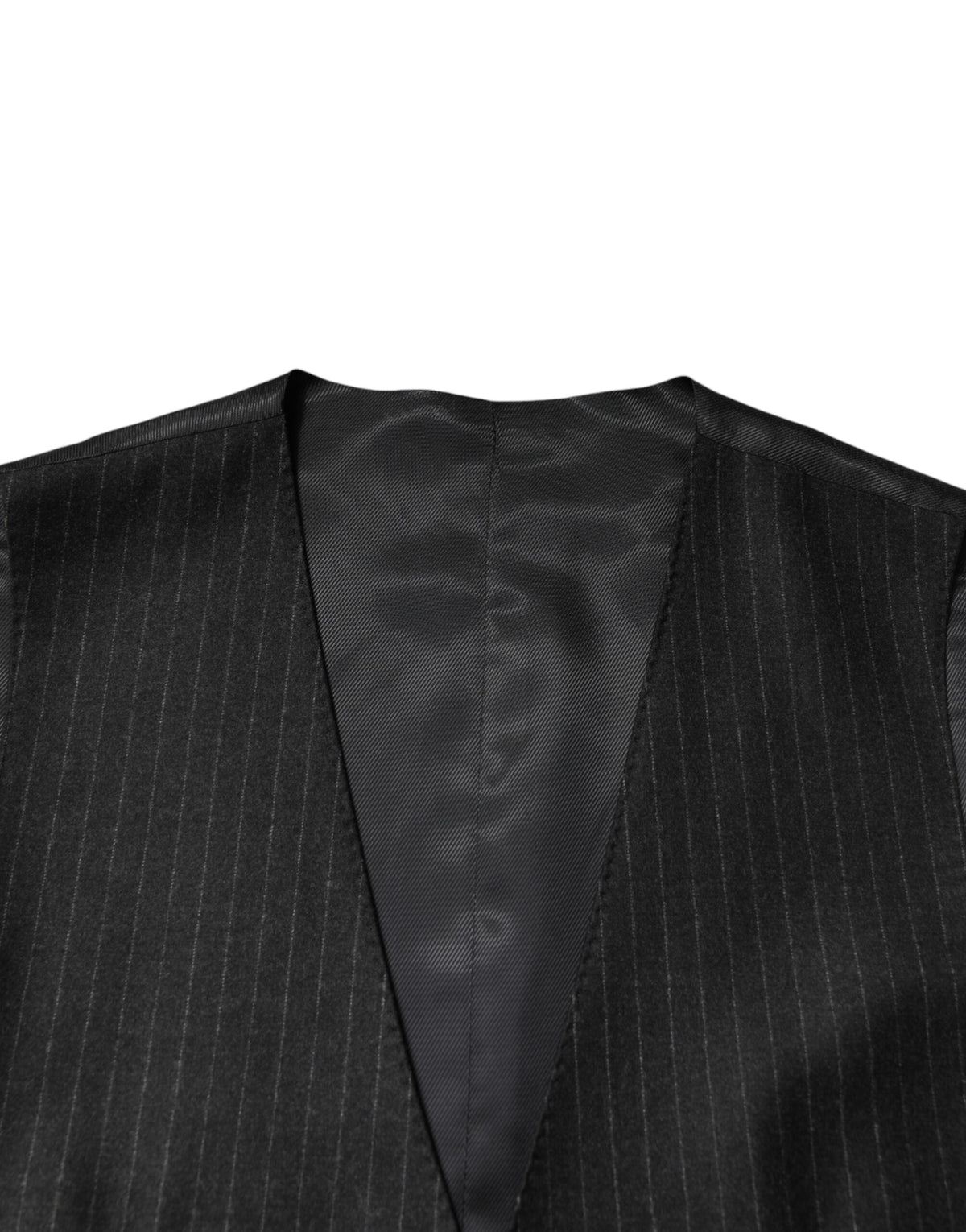 Dolce & Gabbana Black Stripes Wool Dress Men Waistcoat Vest