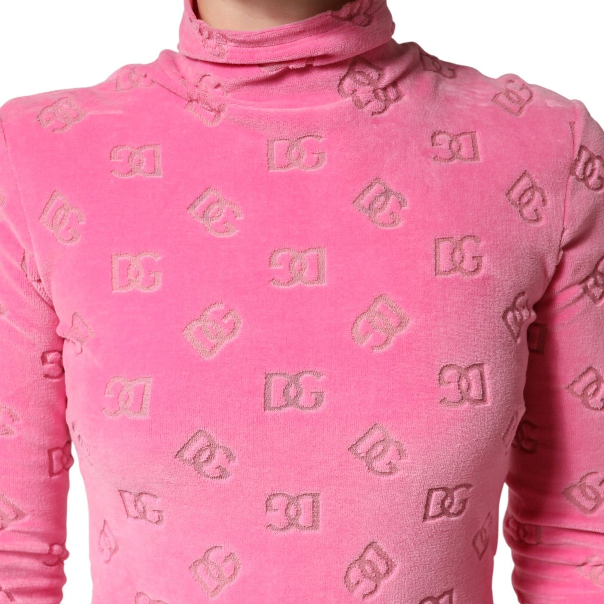 Dolce & Gabbana Pink Logo Monogram Long Sleeve Jumpsuit Dress