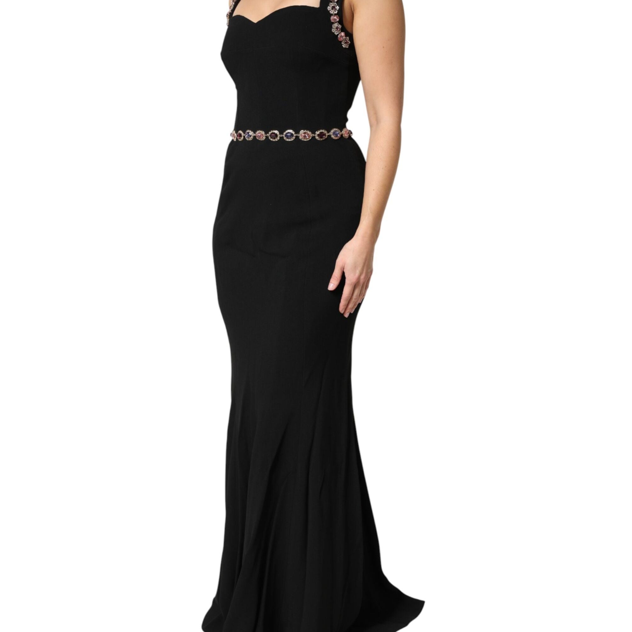 Dolce & Gabbana Black Embellished Sheath MermaidGown Dress