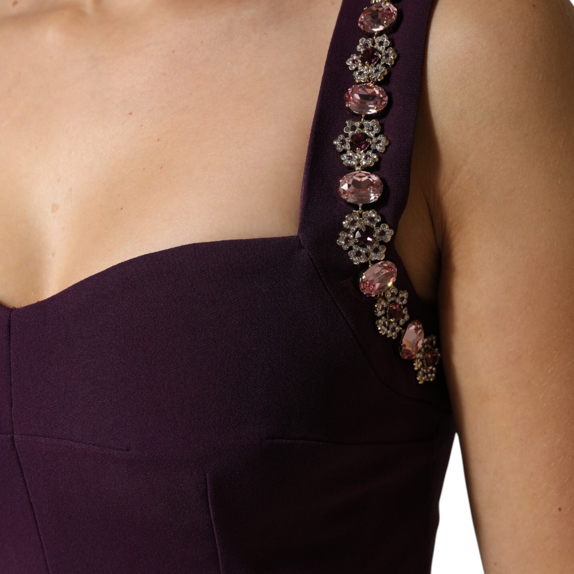 Dolce & Gabbana Violet Embellished Sheath Mermaid Gown Dress