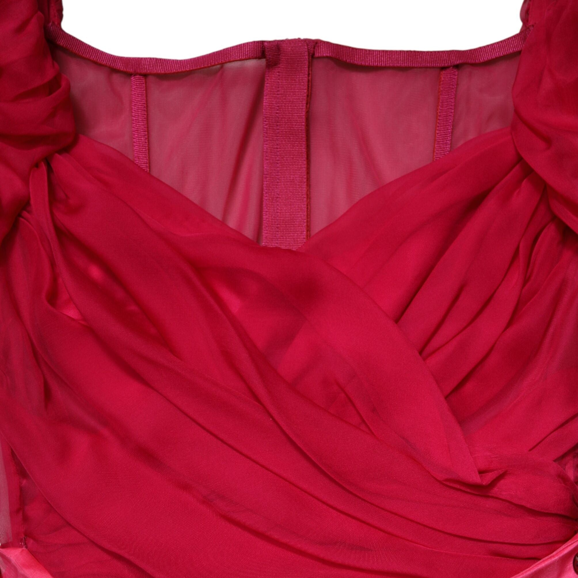 Dolce & Gabbana Pink Silk Embellished A-line Midi Dress