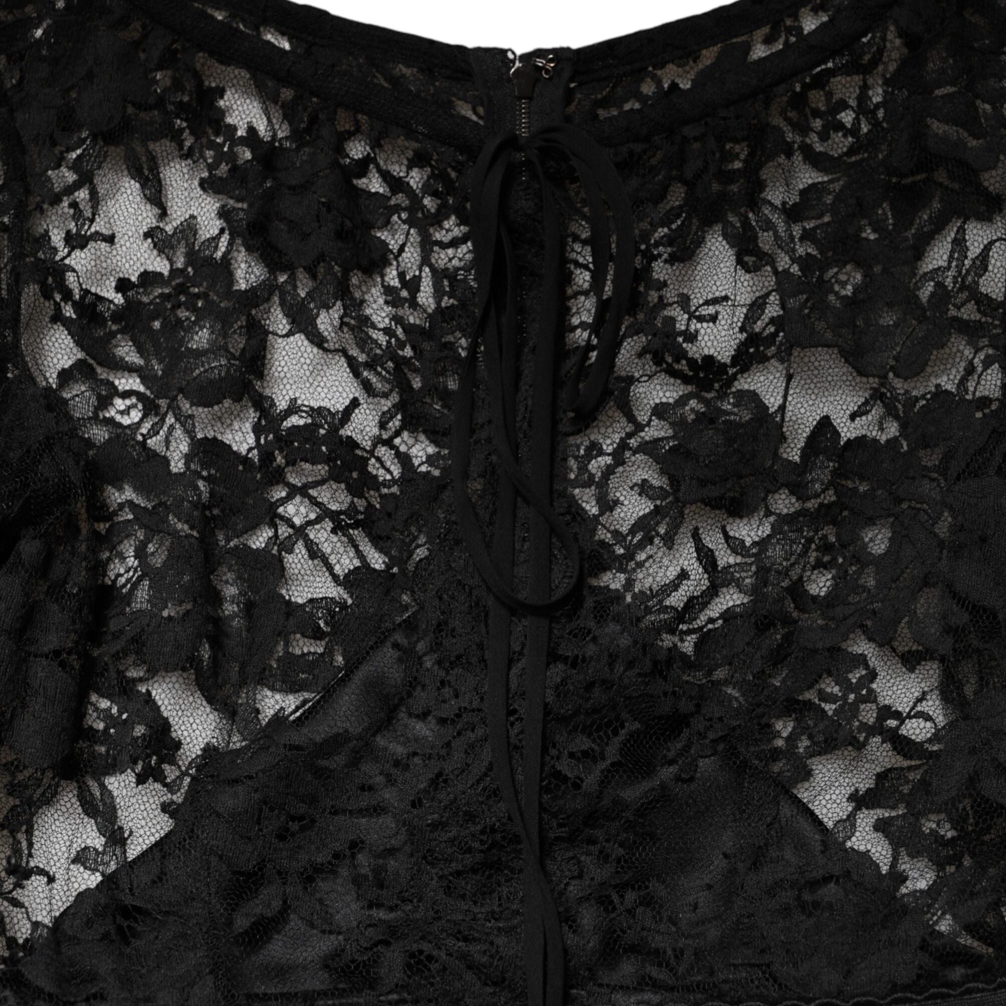 Dolce & Gabbana Black Lace Trim Cotton Sheath Midi Dress