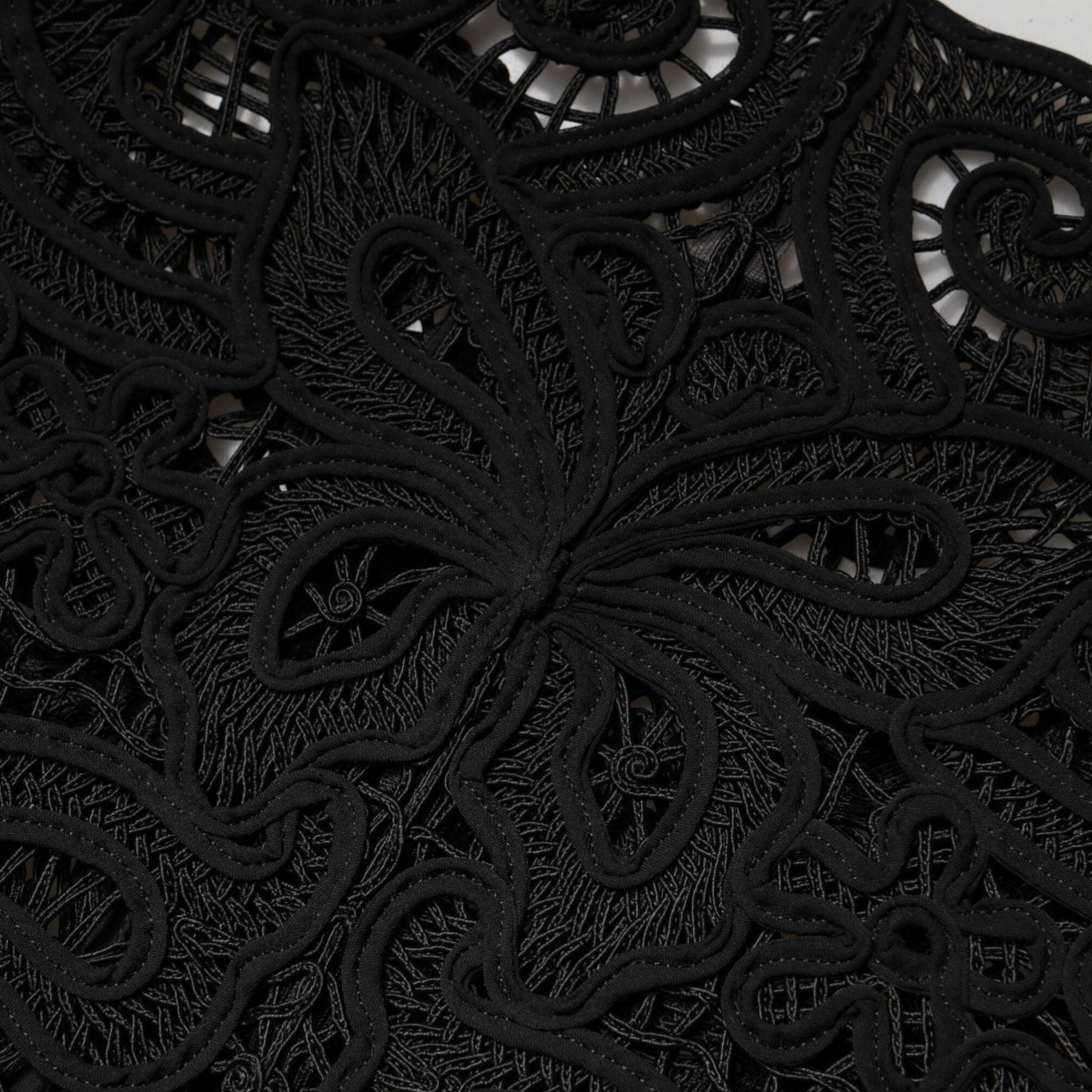 Dolce & Gabbana Black Floral Lace Cropped Coat Jacket