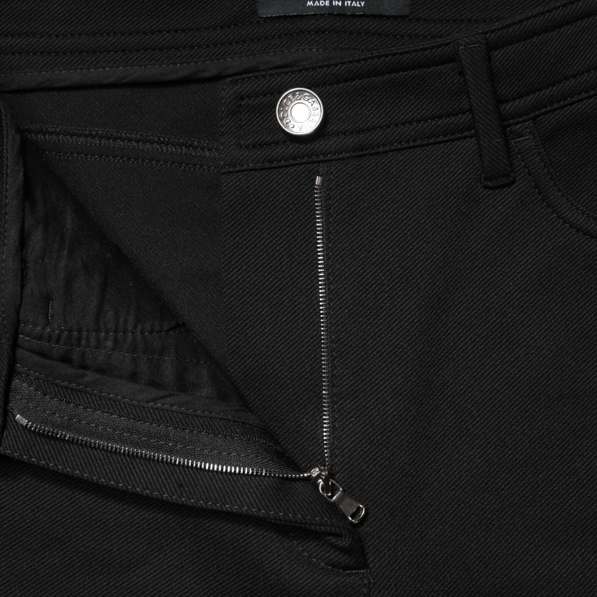 Dolce & Gabbana Black Nylon Stretch Skinny High Waist Pants